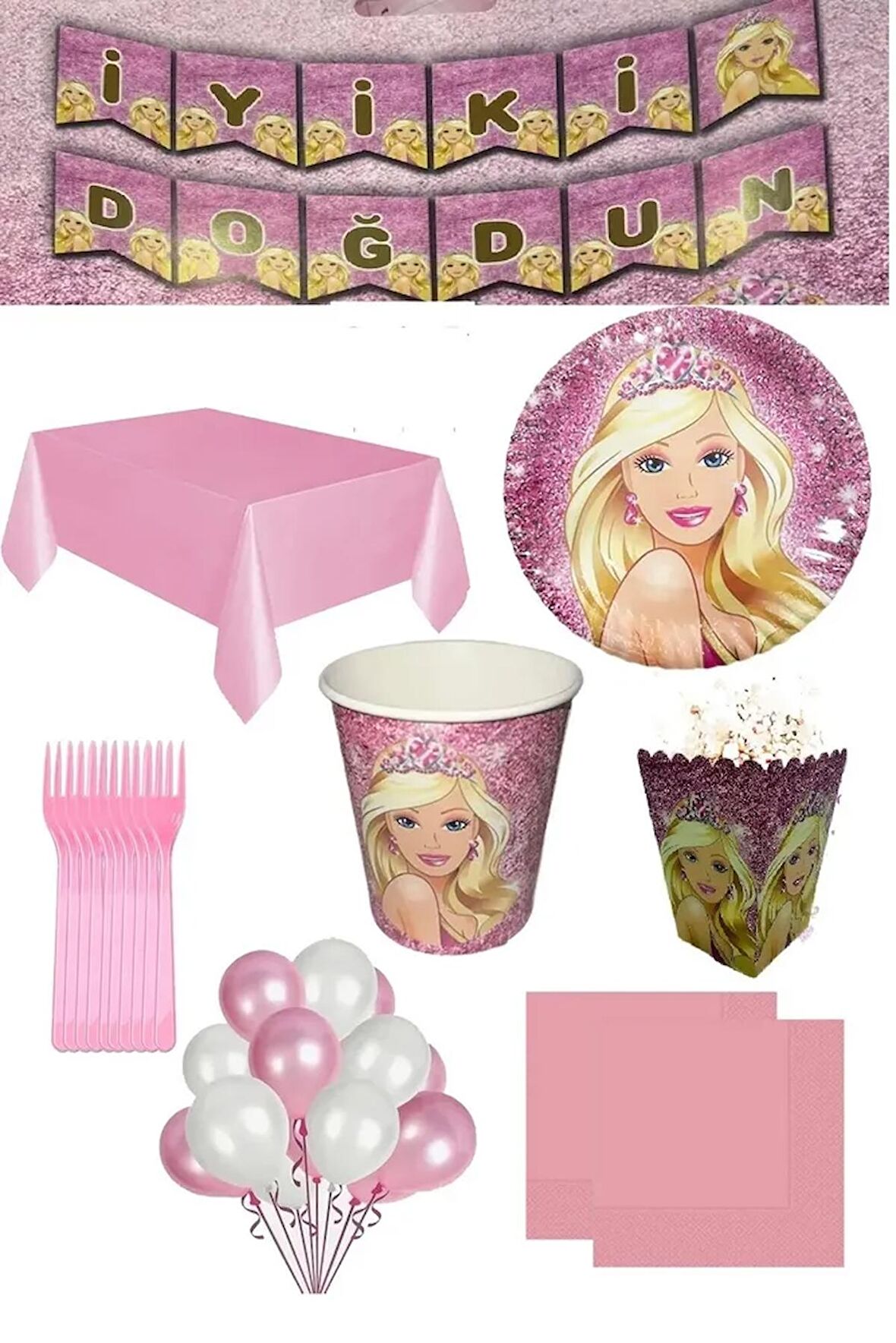 8 Kişilik Barbie Parti Seti