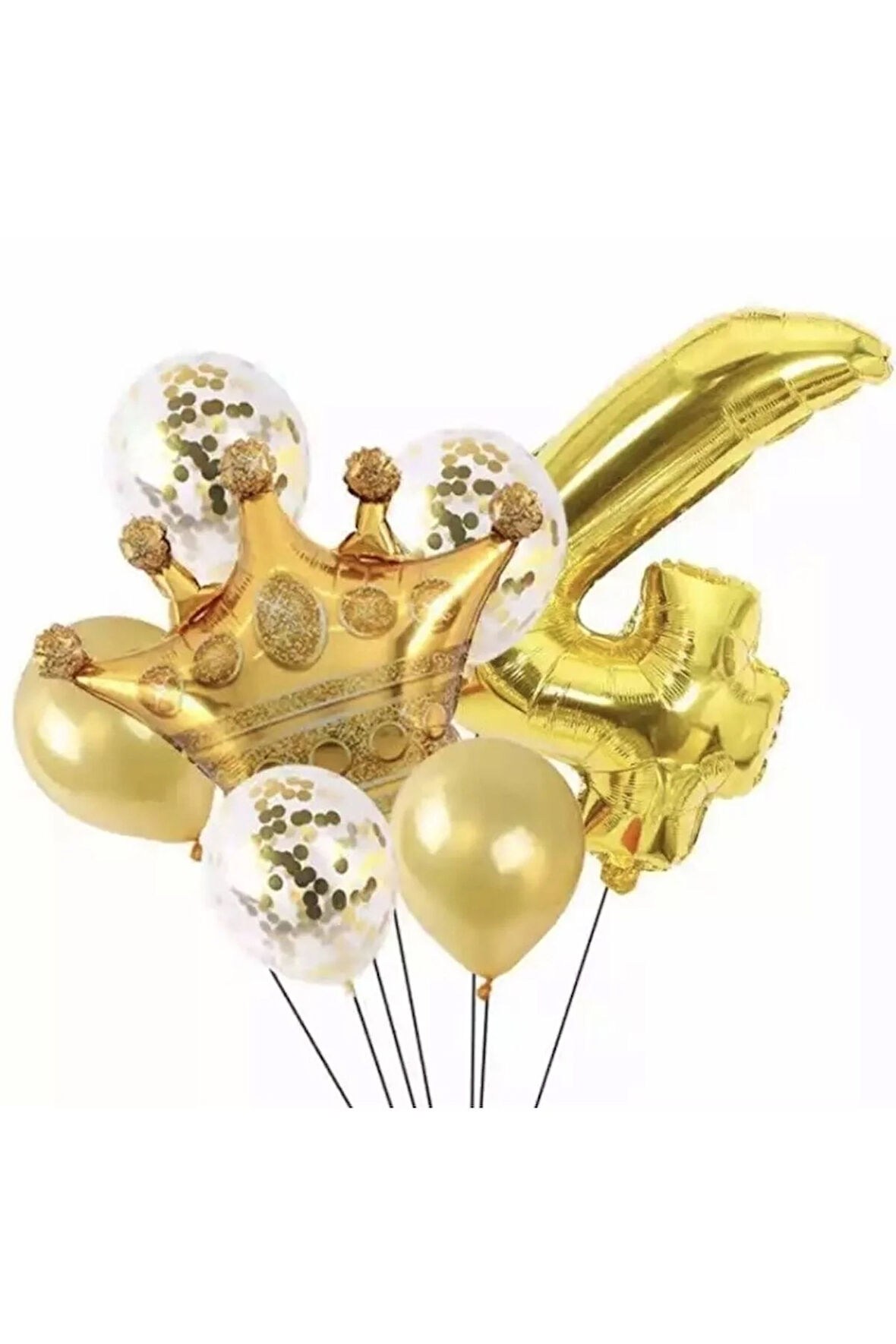 Gold 4 Yaş Kral Tacı Folyo Balon Set