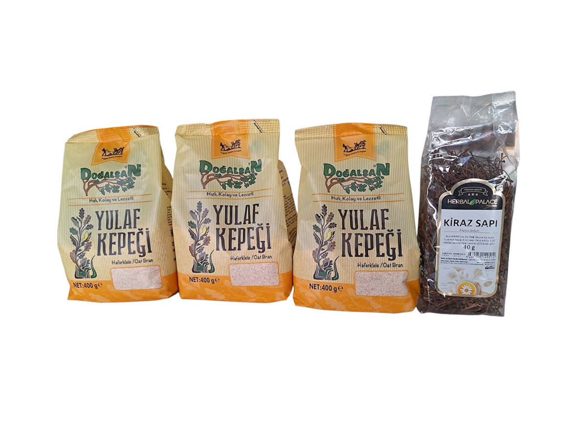 Doğalsan yulaf kepeği 400 gr x 3 adet +Herbal palace kiraz sapı 40 gr ikili diyet seti