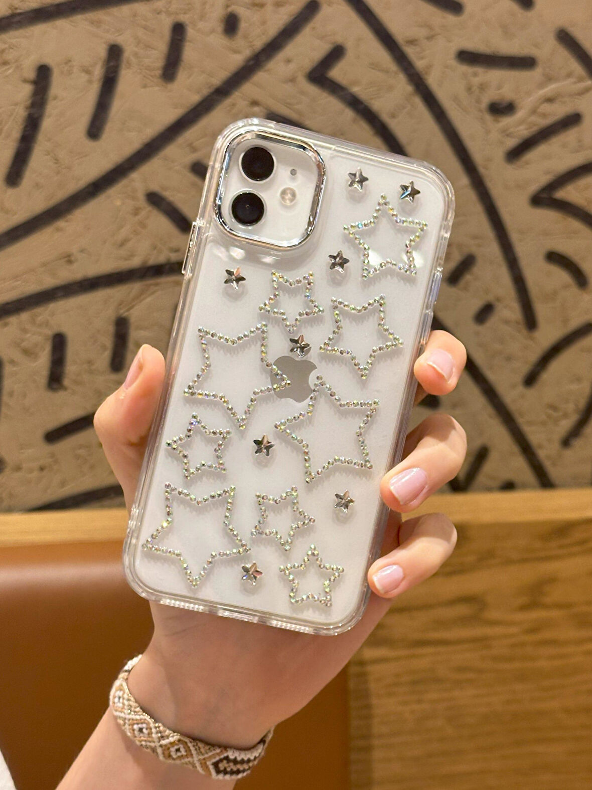 iPhone 12 Uyumlu Hologram Yıldızlı Şeffaf Kılıf