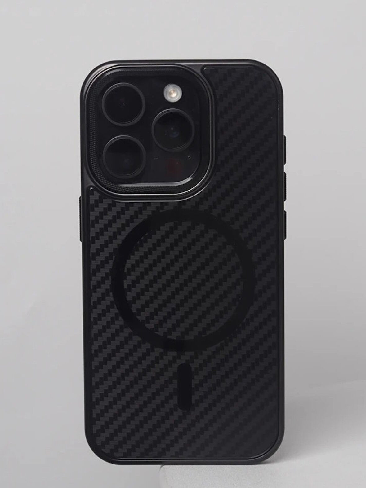 iPhone 14 Pro Max Uyumlu Titanyum Siyah Karbon Fiber MagSafe Özellikli Kılıf
