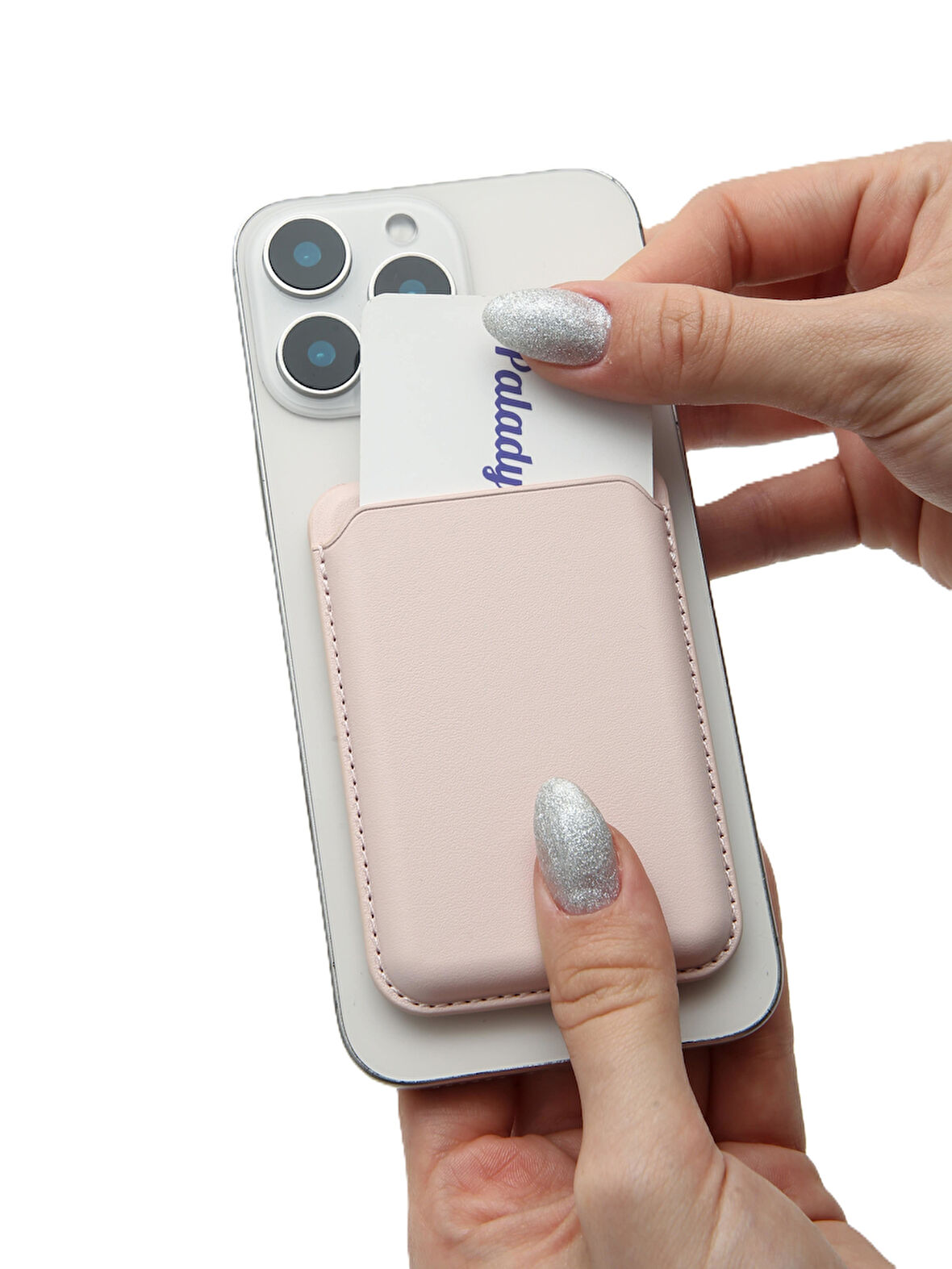 MagSafe Özellikli Açık Pembe Standlı Manyetik Kartlık Cüzdan