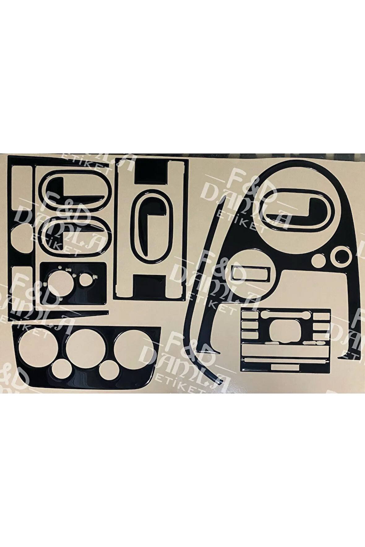 Ford Fiesta 2005 - 2010 Torpido, Konsol, Trim, Göğüs Maun Kaplama Parlak Siyah Renk Full Set