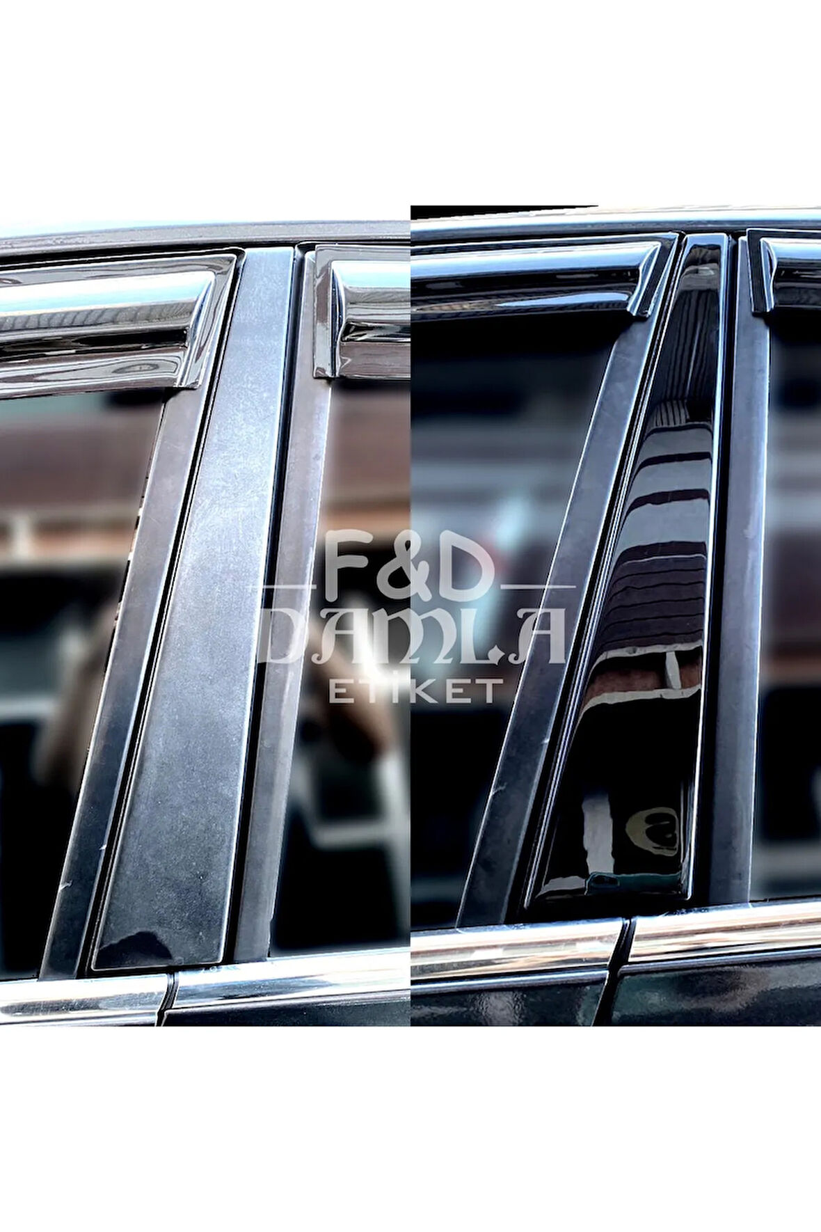 Renault Megane 2 uyumlu Kapı Direği PianoBlack Parlak Siyah Maun Kaplama 4 Parça Sütün