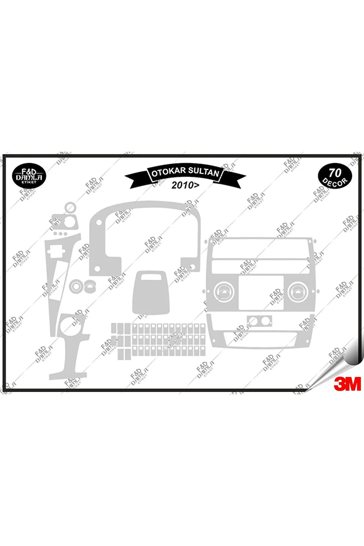 Otokar Sultan 2012 Torpido Konsol Trim Göğüs Maun Kaplama Set 70 Parça Gümüş