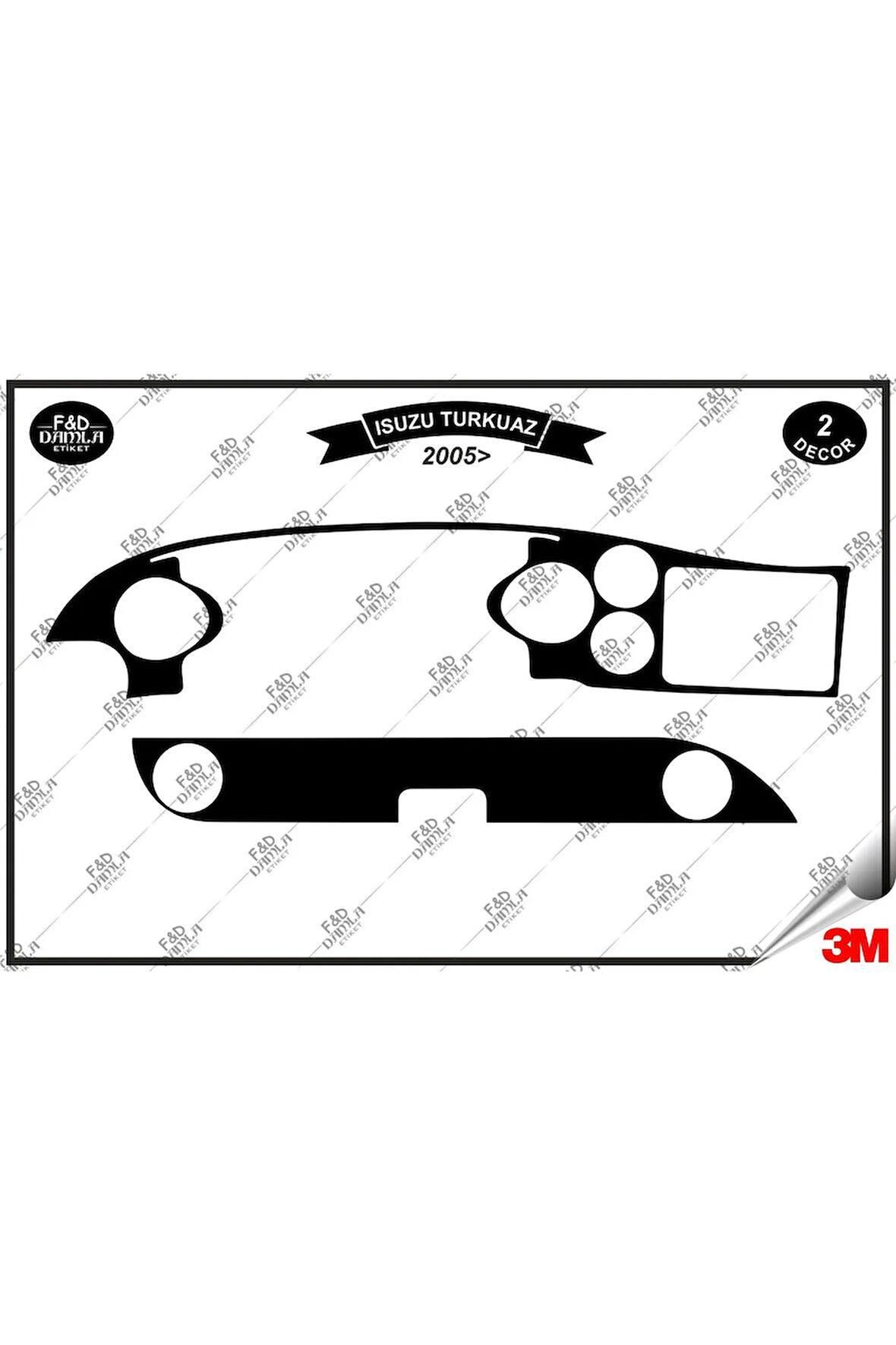 Isuzu Turkuaz 2005 Torpido Konsol Trim Göğüs Maun Kaplama Set 2 Parça Siyah