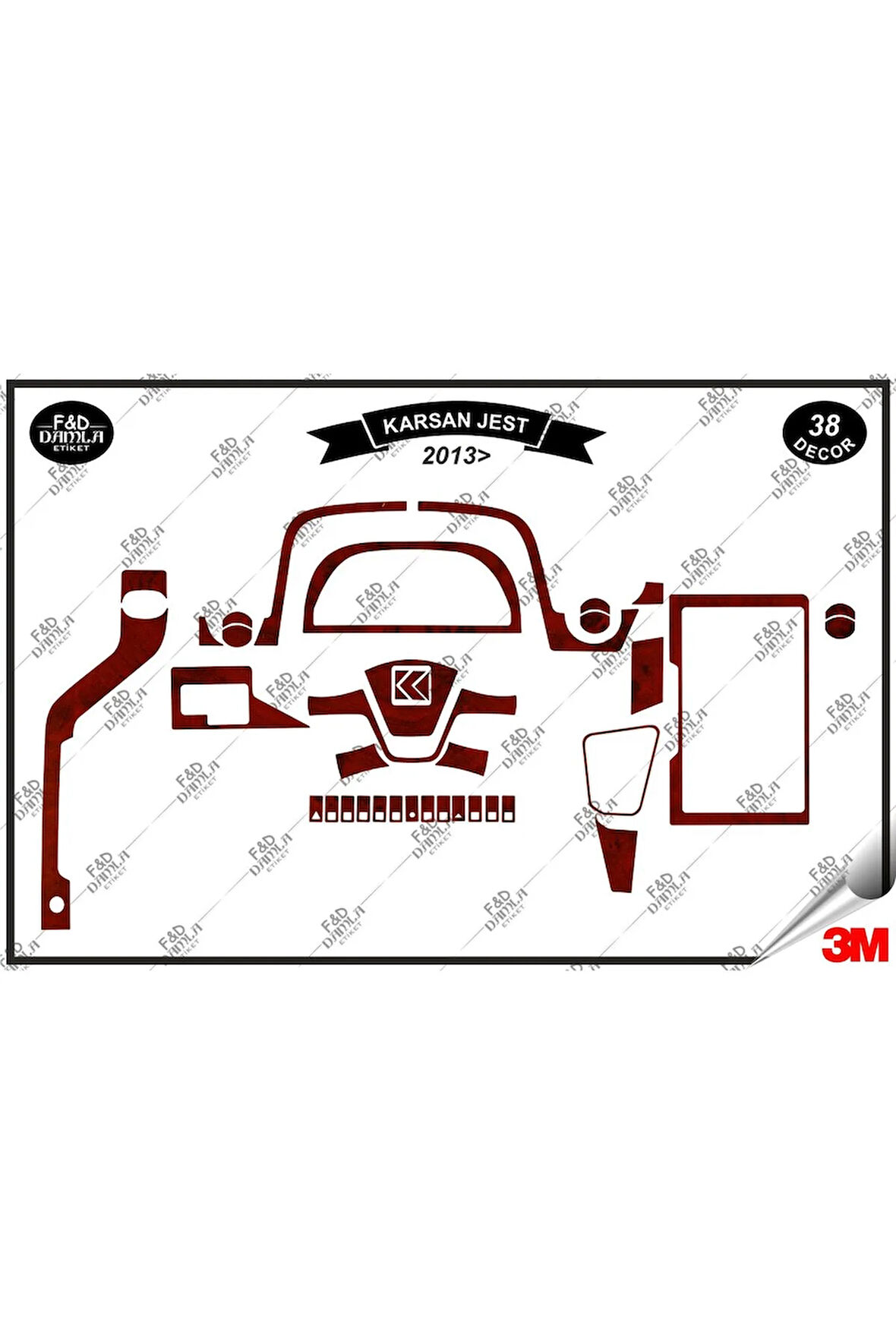Karsan Jest 2013 Torpido Konsol Trim Göğüs Maun Kaplama Set 38 Parça Maun