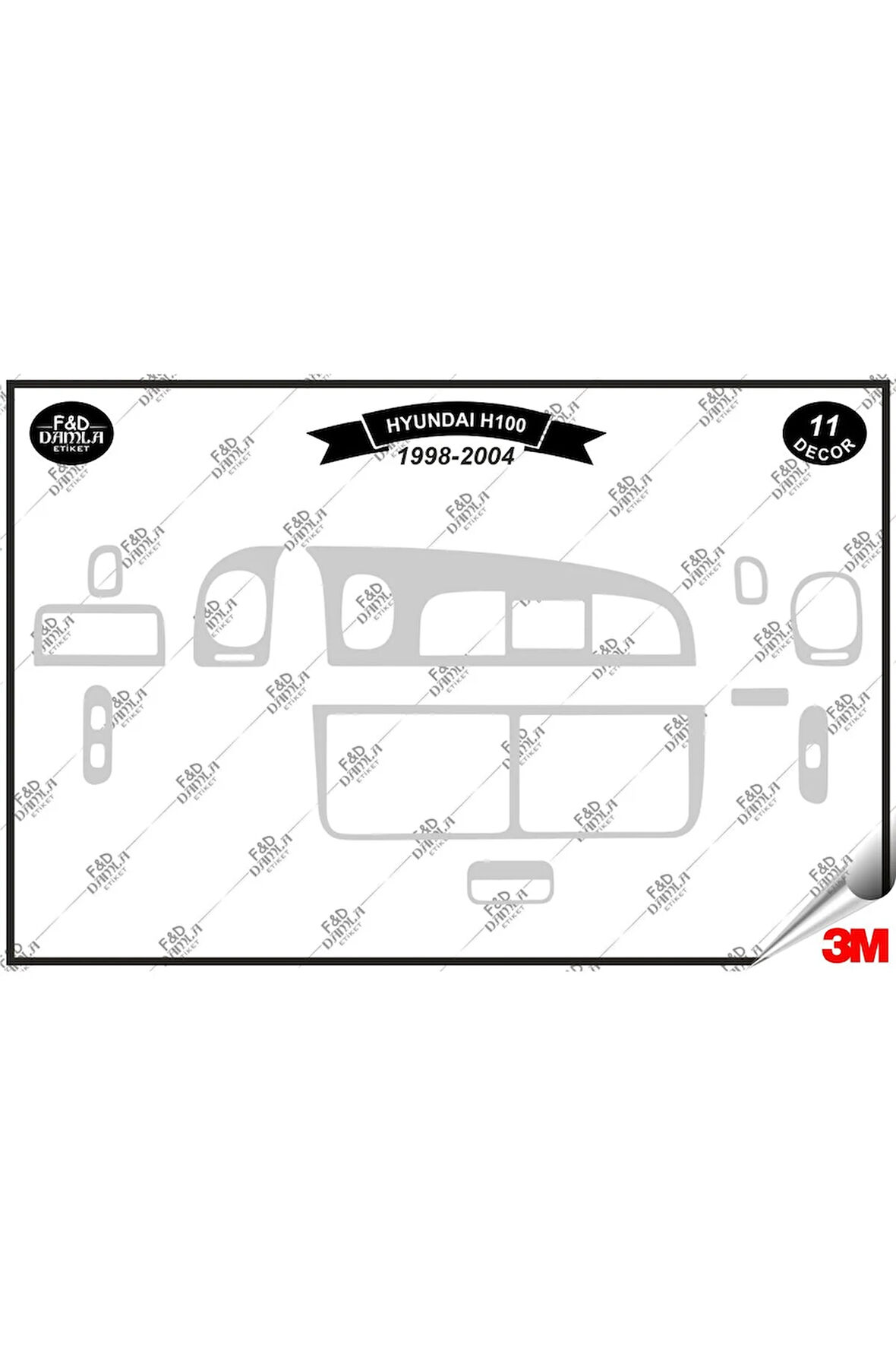 Hyundaı H 100 1998-2004 Torpido Konsol Trim Göğüs Maun Kaplama Set 11 Parça Gümüş