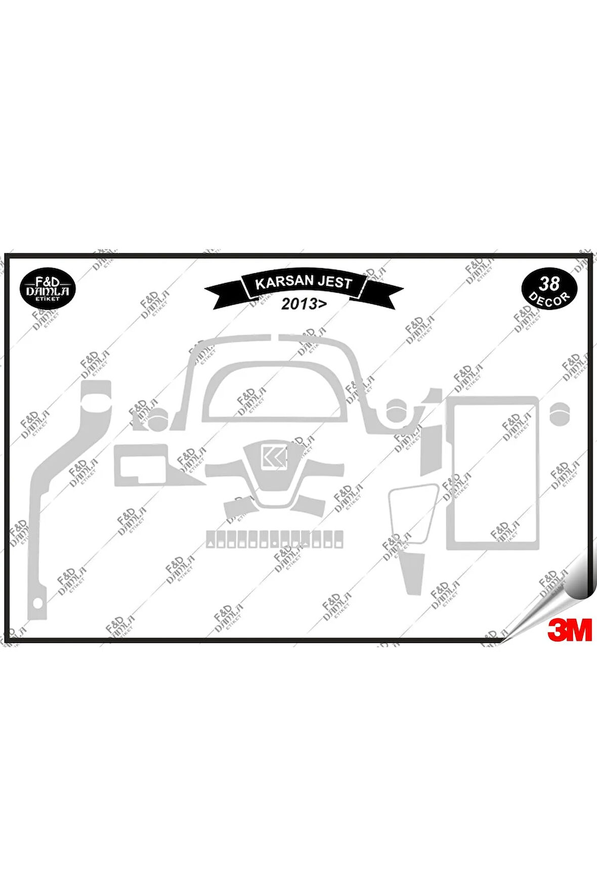 Karsan Jest 2013 Torpido Konsol Trim Göğüs Maun Kaplama Set 38 Parça Gümüş
