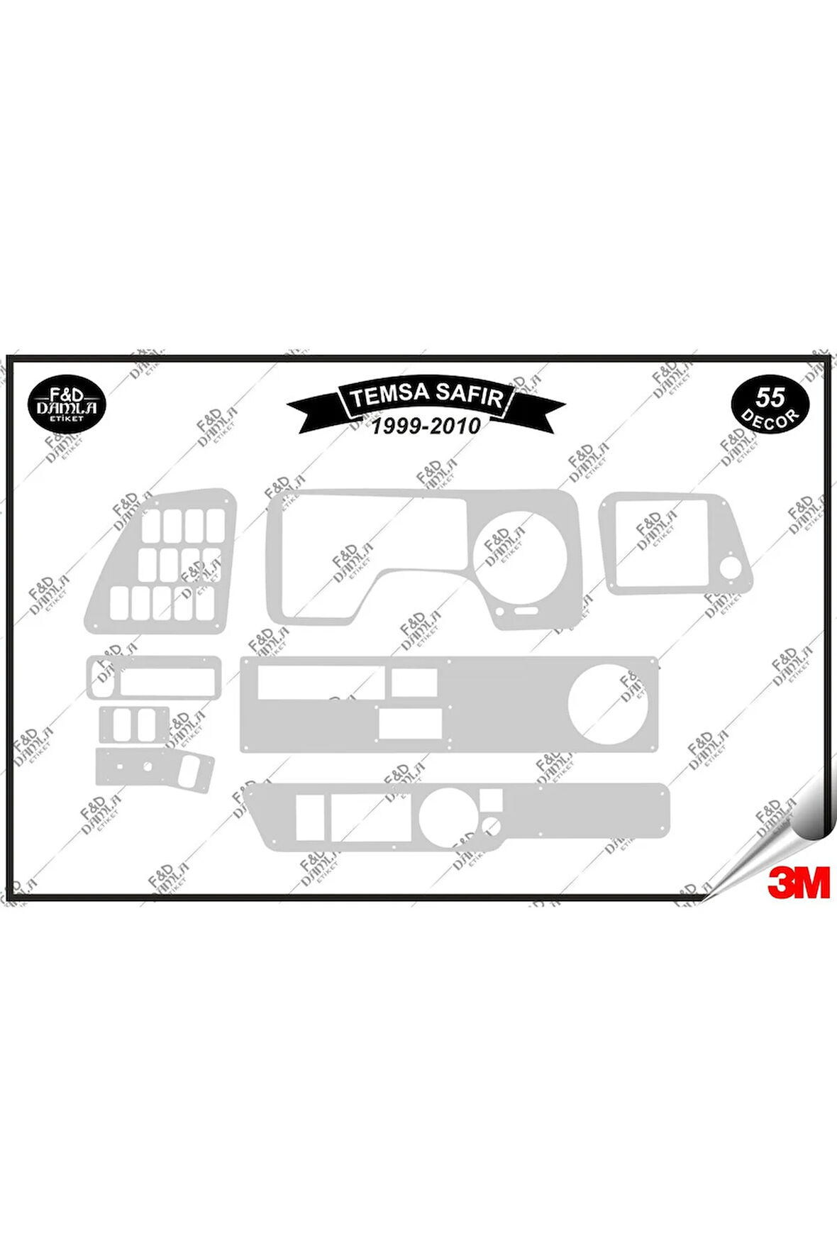 Temsa Safir 1999-2010 Torpido Konsol Trim Göğüs Maun Kaplama Set 55 Parça Gümüş