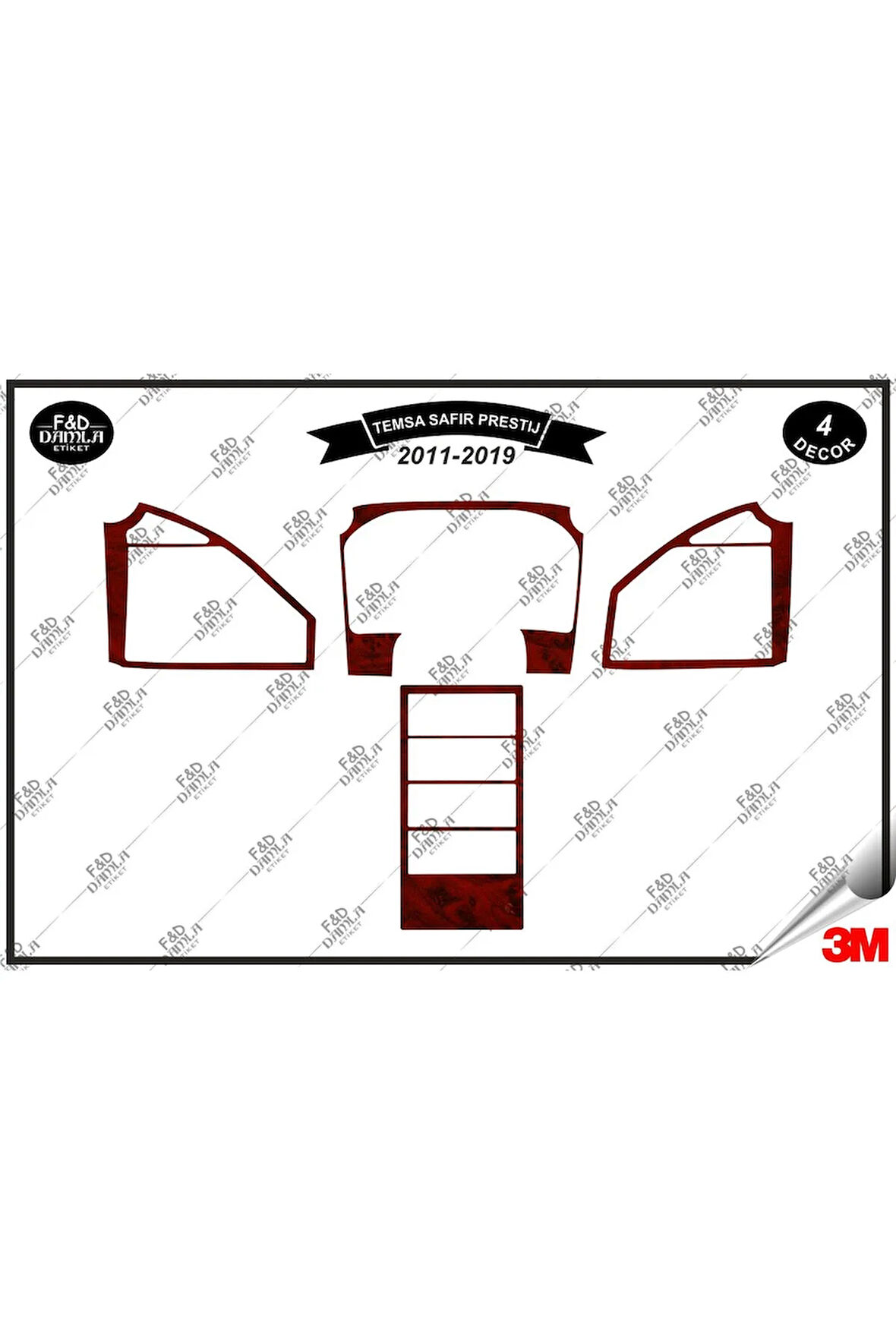 Temsa Safir Prestij (2011-2019) Torpido Konsol Trim Göğüs Maun Kaplama Set 4 Parça Maun