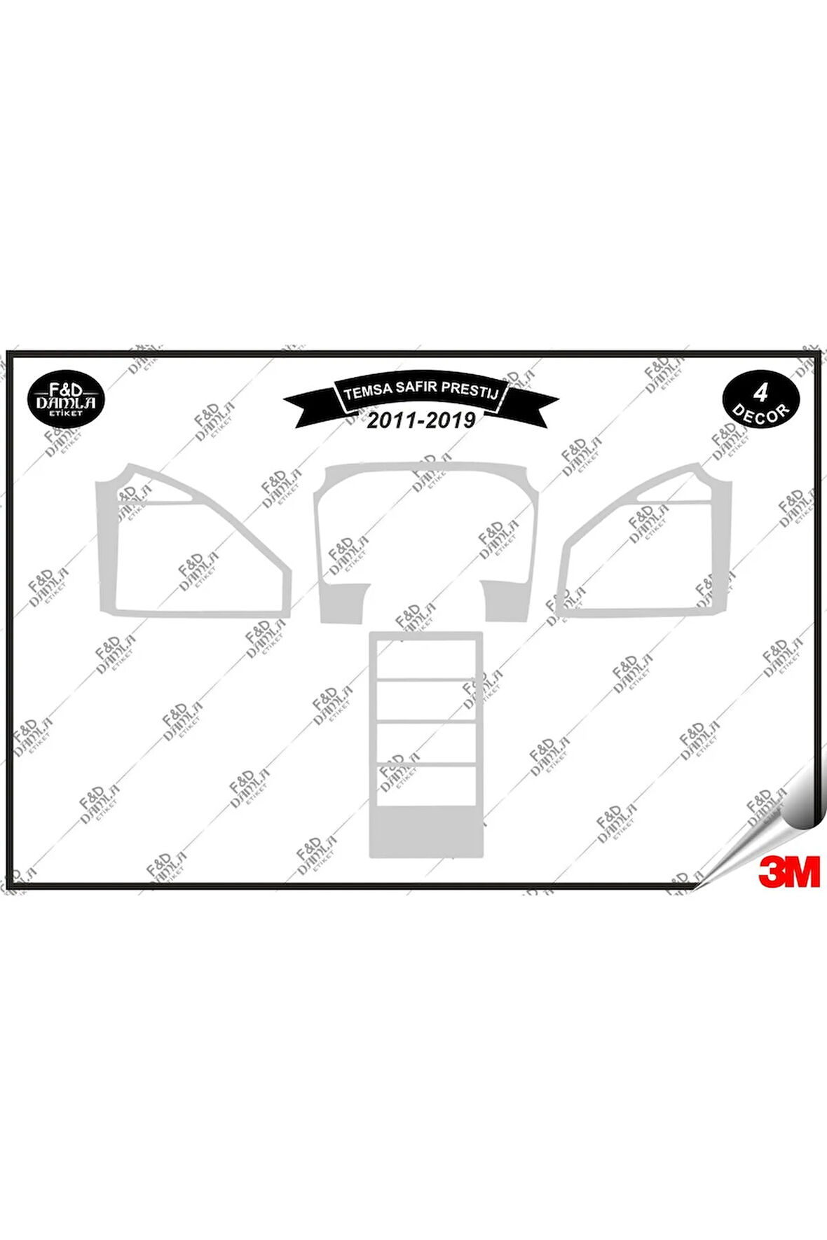 Temsa Safir Prestij  (2011-2019) Torpido Konsol Trim Göğüs Maun Kaplama Set 4 Parça Gümüş