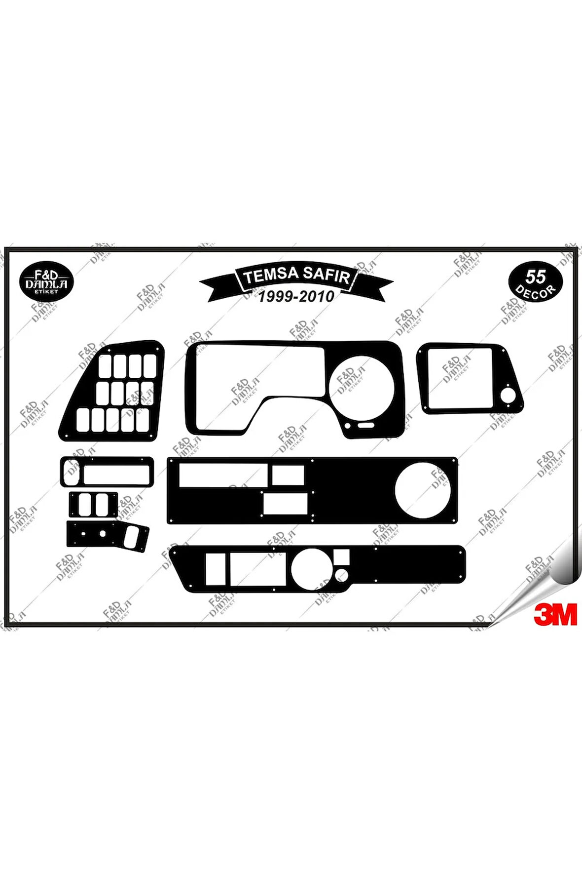 Temsa Safir 1999-2010 Torpido Konsol Trim Göğüs Maun Kaplama Set 55 Parça Siyah
