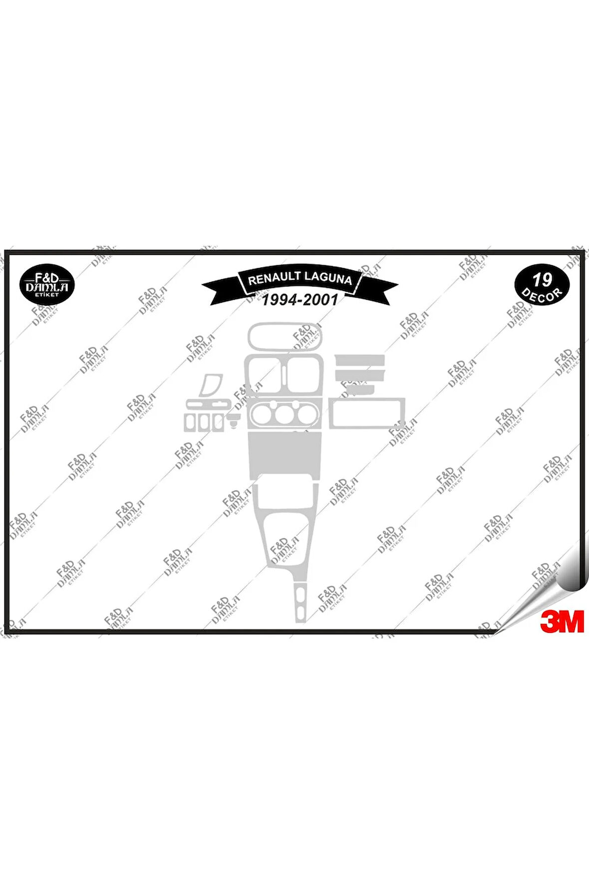 Renault Laguna 1994- 2001 Torpido Konsol Trim Göğüs Maun Kaplama Set 19 Parça Gümüş