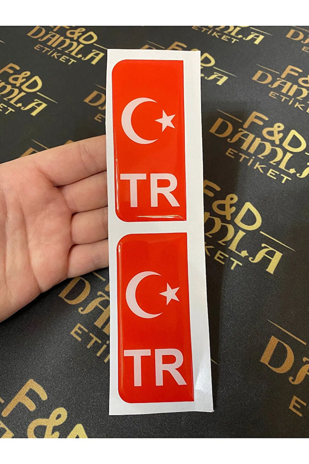 Türk Bayrağı Plaka Damla Sticker Arma 2 Adet Su Geçirmez Yapışkanlı Kaplama