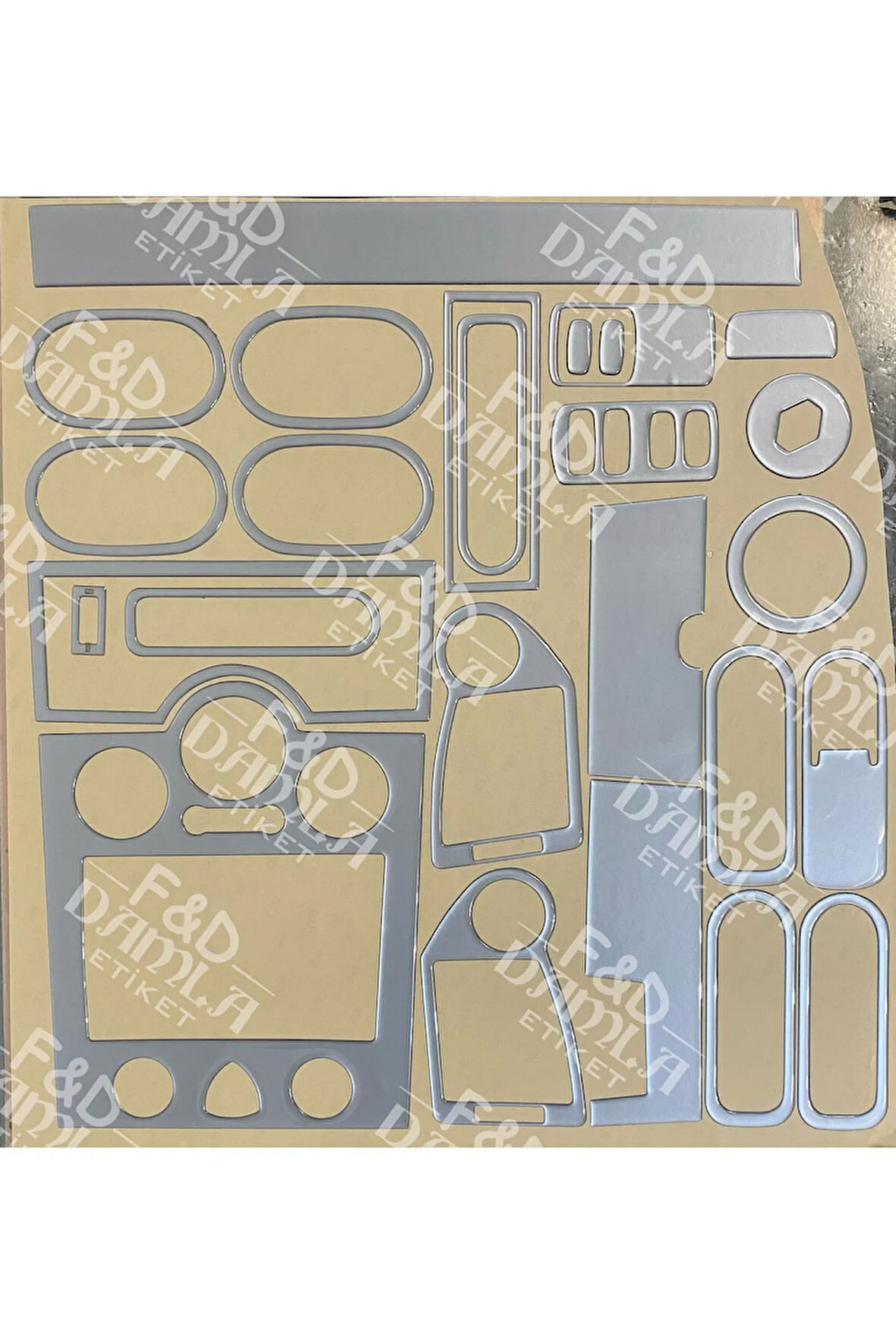 Renault Megane Analog Klima Torpido, Konsol, Trim, Göğüs Maun Kaplama Gümüş Gri Renk Set