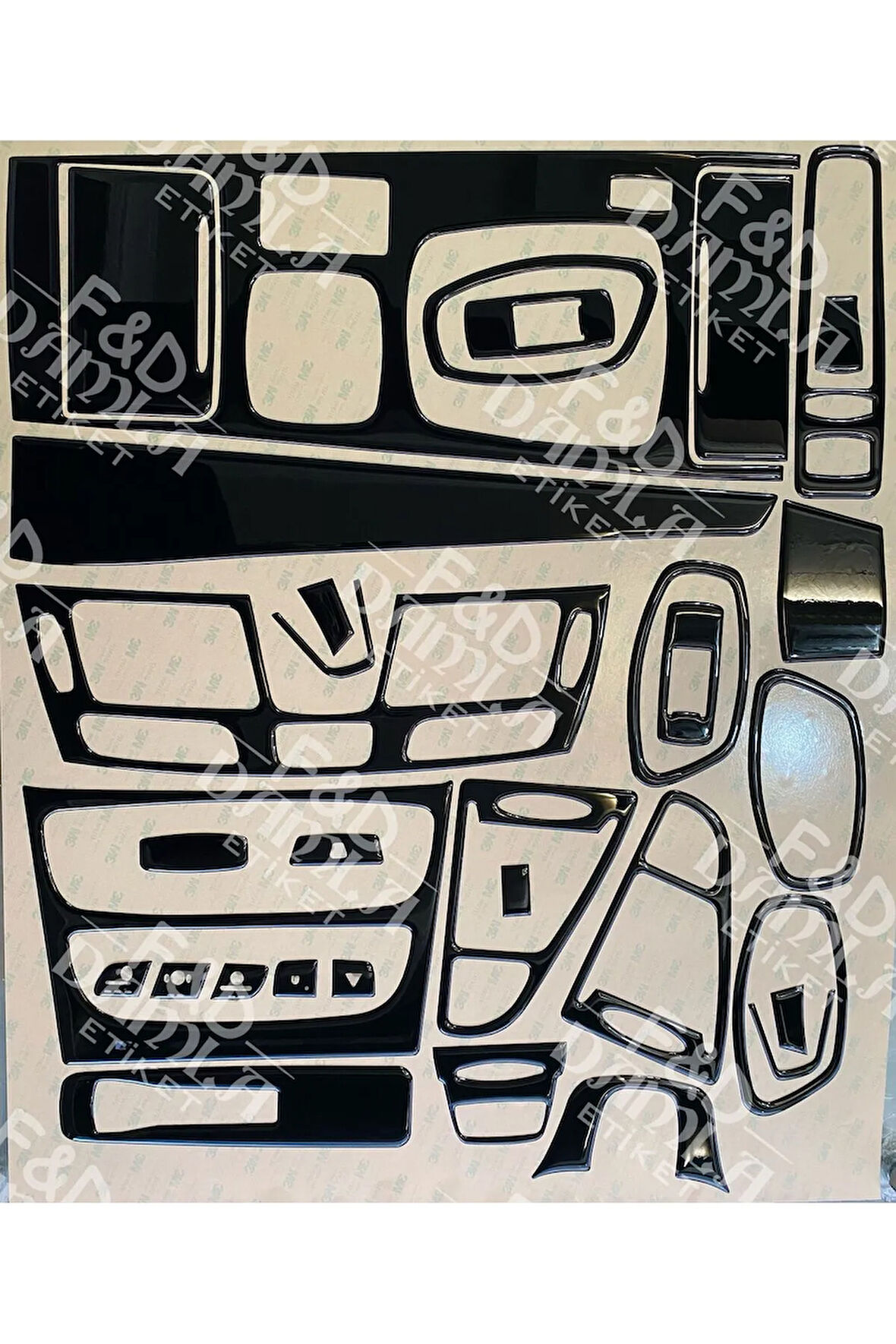 Renault Latıtude Torpido, Konsol, Trim, Göğüs Maun Kaplama Full Set Parlak Siyah Renk