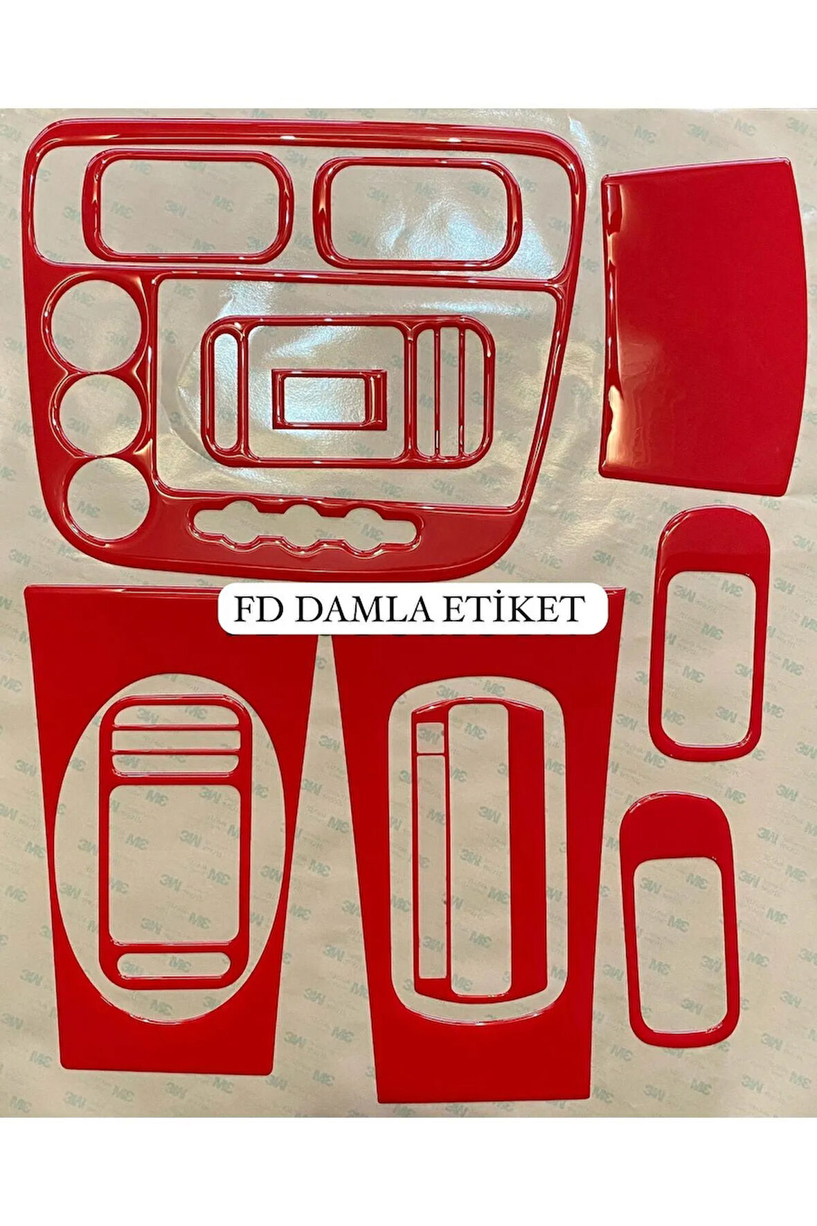 Honda Civic 2001 - 2005 Torpido, Konsol, Trim, Göğüs Kaplama  Set Kırmızı Renk Özel Dizayn