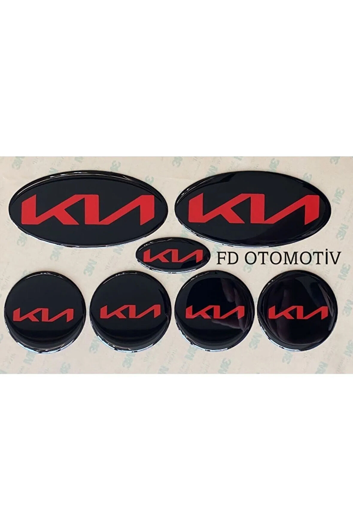 Kia Ceed, Rio, Cerato Özel Yeni Yazılı Kia Logo Amblem Takım  Siyah -kırmızı Özel Dizayn