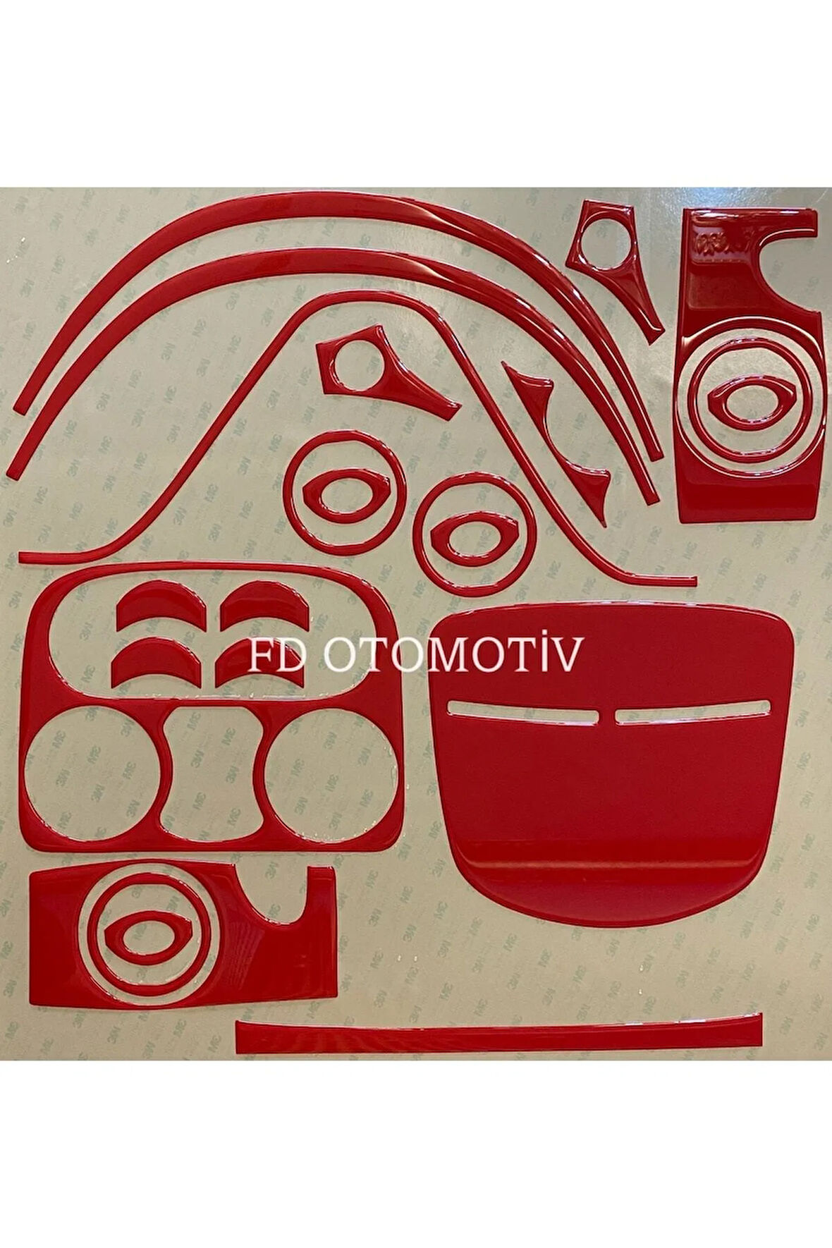 Fıat Doblo 2001 - 2011 D1 D2 Torpido, Konsol, Trim, Göğüs Kaplama  Set Kırmızı Renk Özel Dizayn