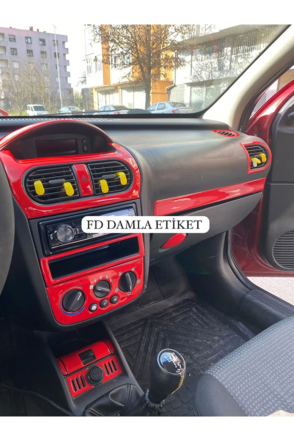 Opel Corsa C Combo Full Set  Torpido, Konsol, Trim, Göğüs Kaplama  Set Kırmızı Özel Renk Özel Dizayn