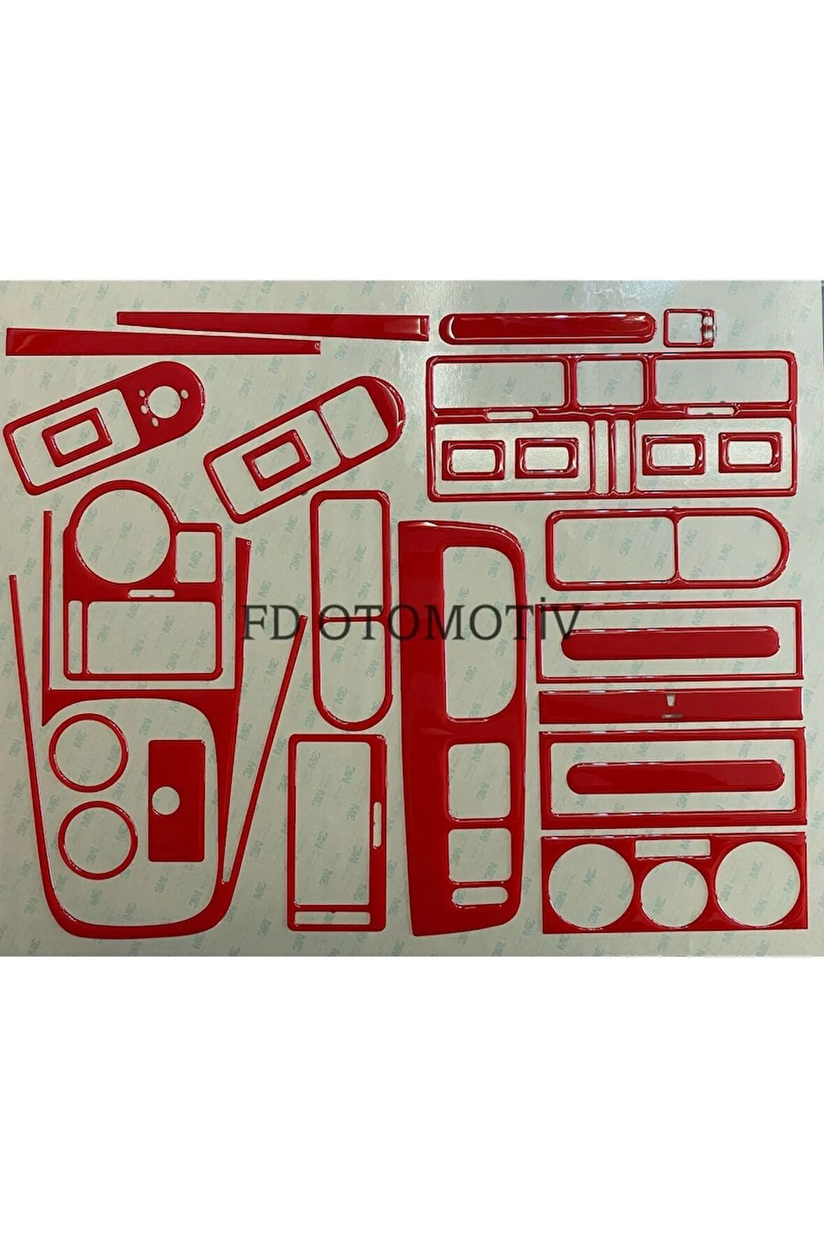 Volkswagen Bora Full Set  Torpido, Konsol, Trim, Göğüs Kaplama  Set Kırmızı Renk Özel Dizayn