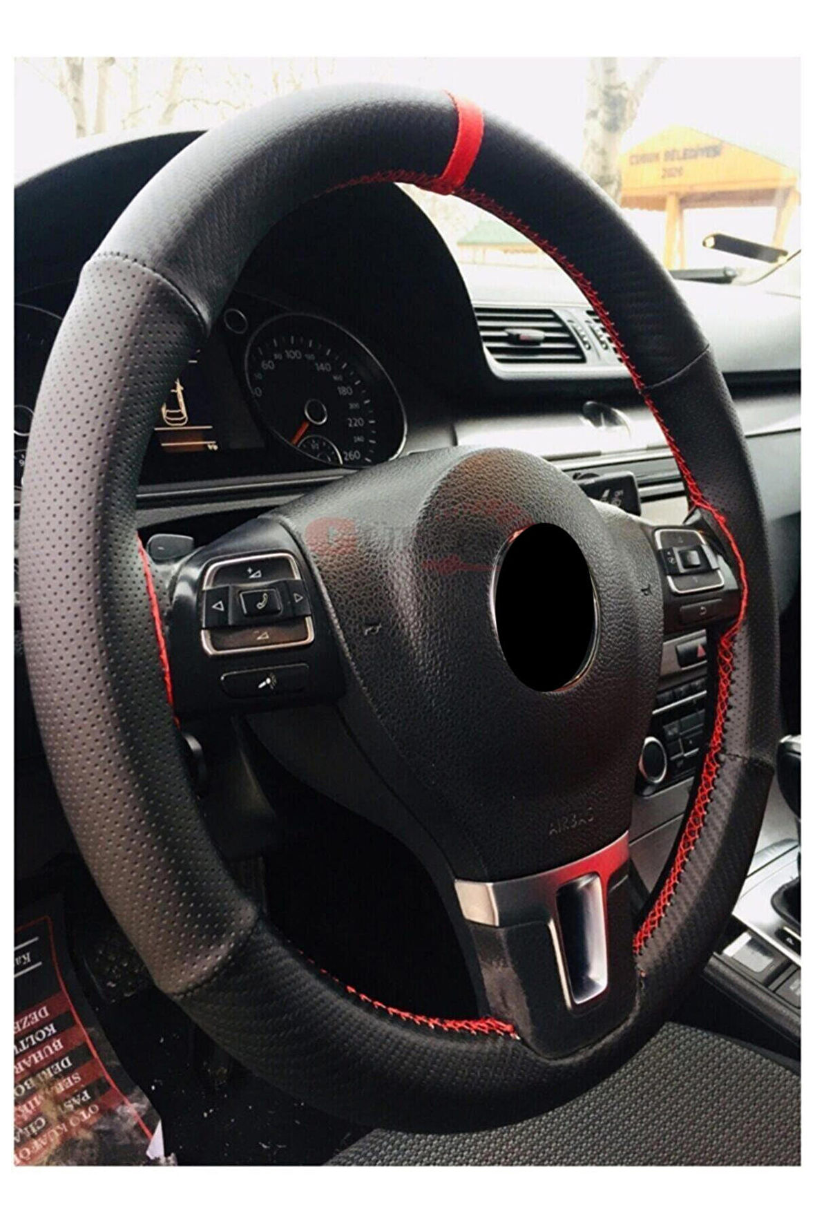 Ford Focus 2006 için direksiyon uyumlu spor deri koruyucu dikme kılıf - Lüks Karbon model
