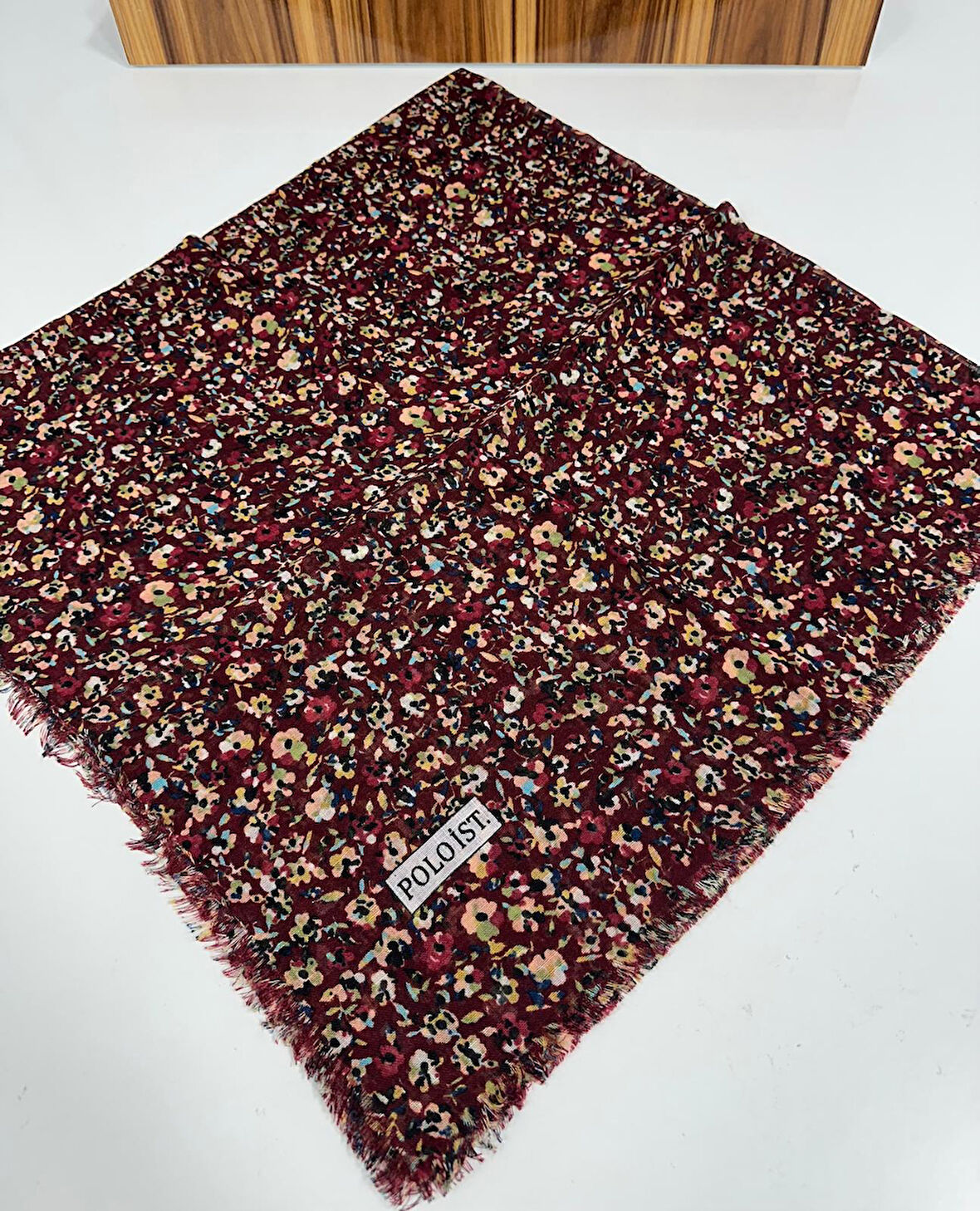 Desenli Flamalı Keten Eşarp- 05652