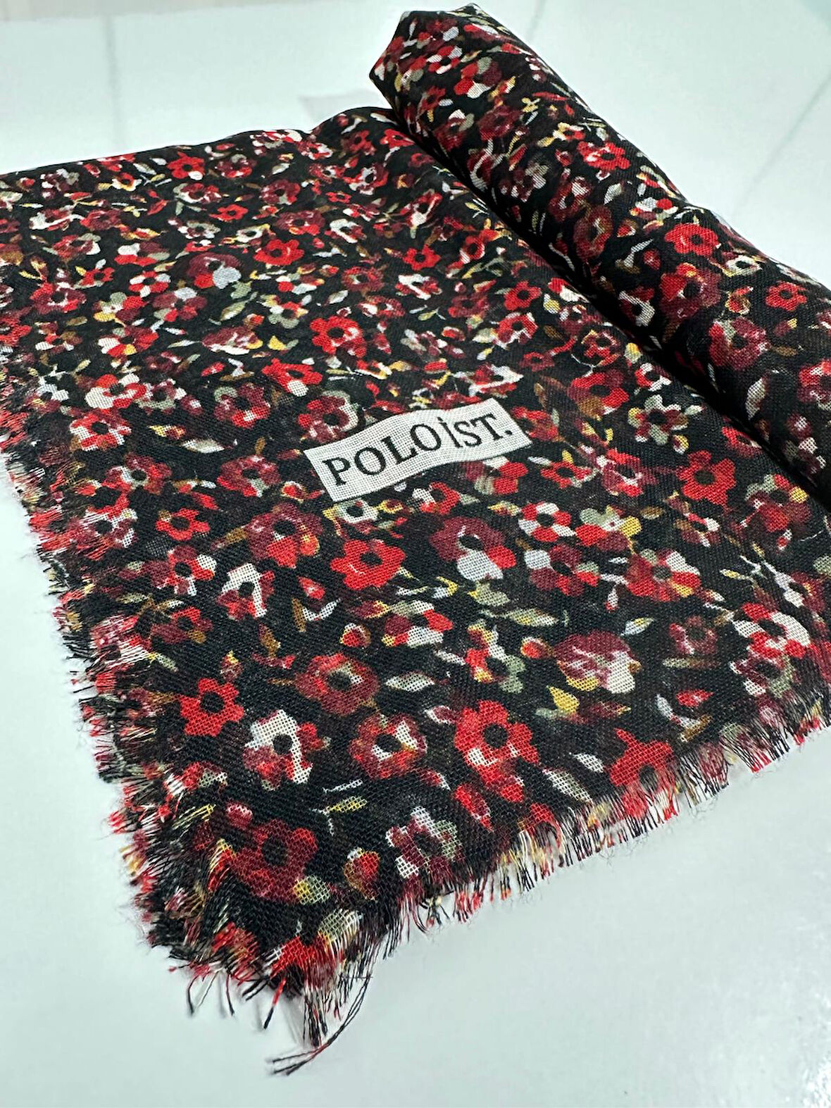 Desenli Flamalı Keten Eşarp- 05652