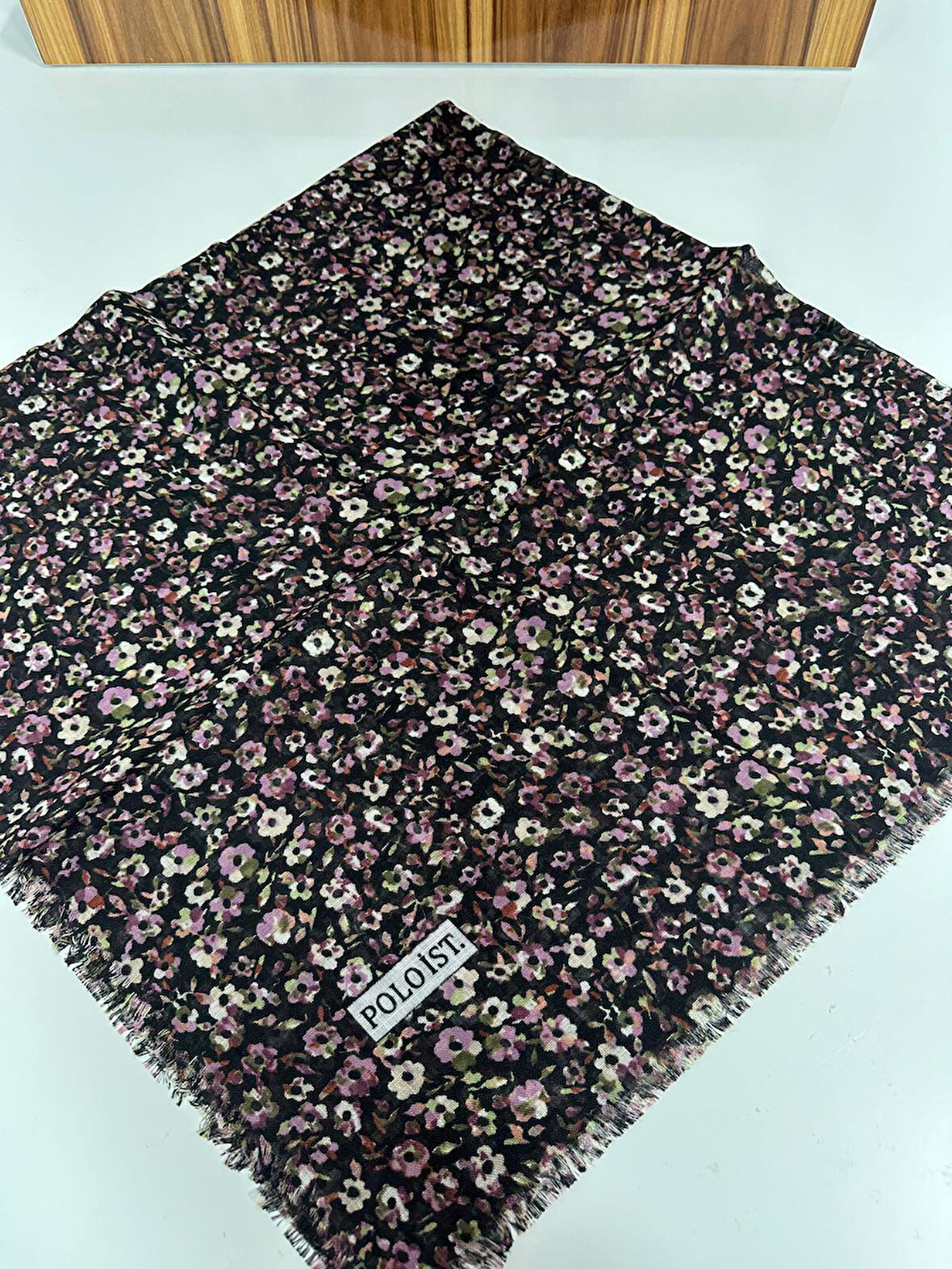 Desenli Flamalı Keten Eşarp- 05652