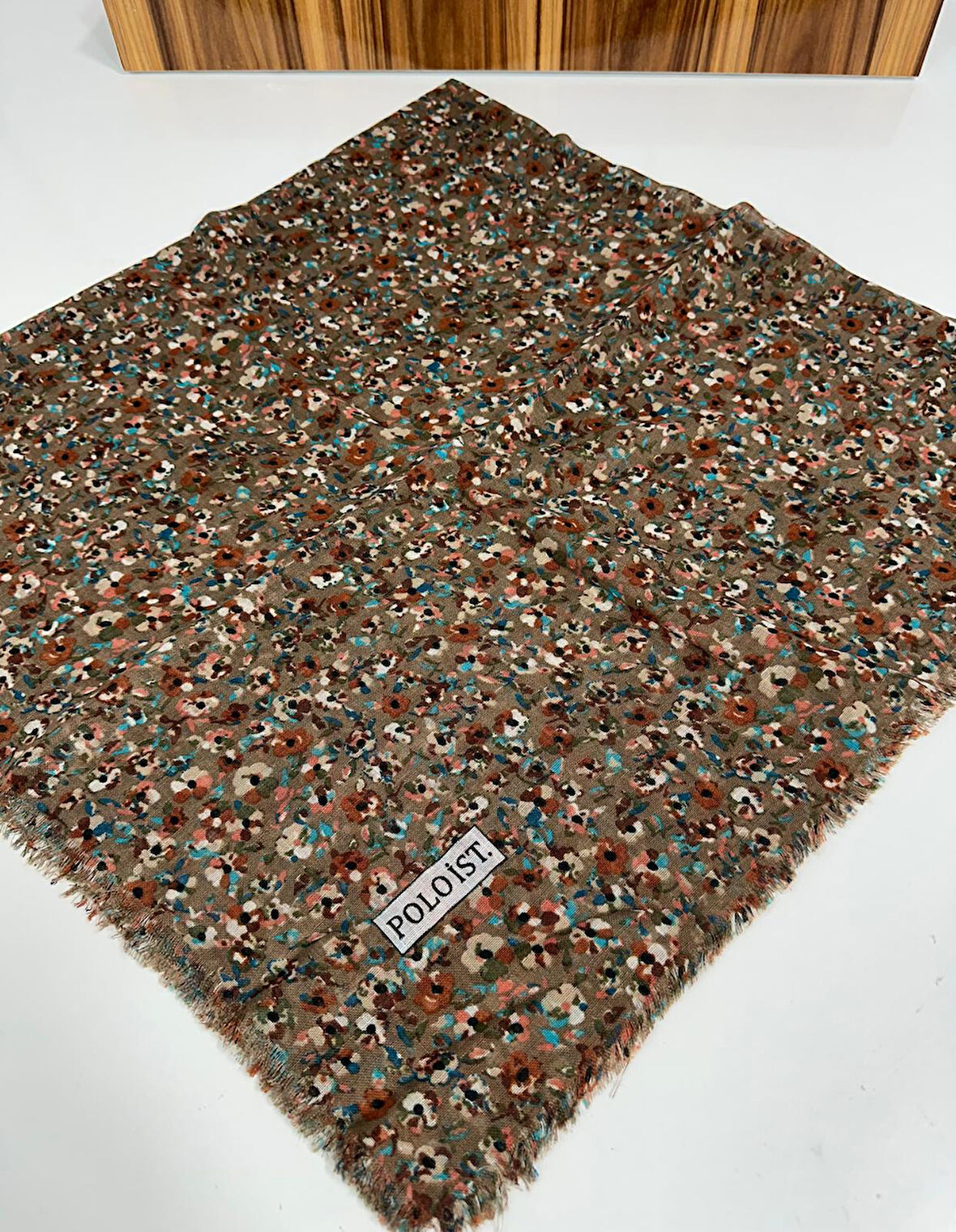 Desenli Flamalı Keten Eşarp- 05653