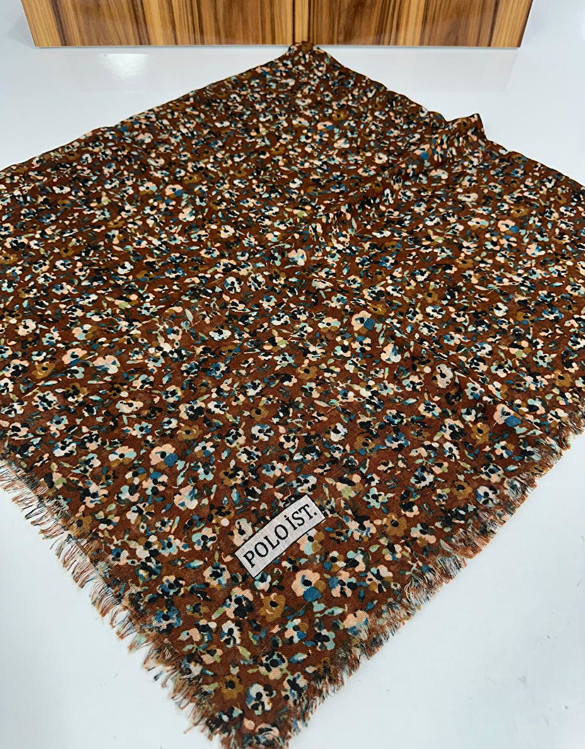 Desenli Flamalı Keten Eşarp- 05653