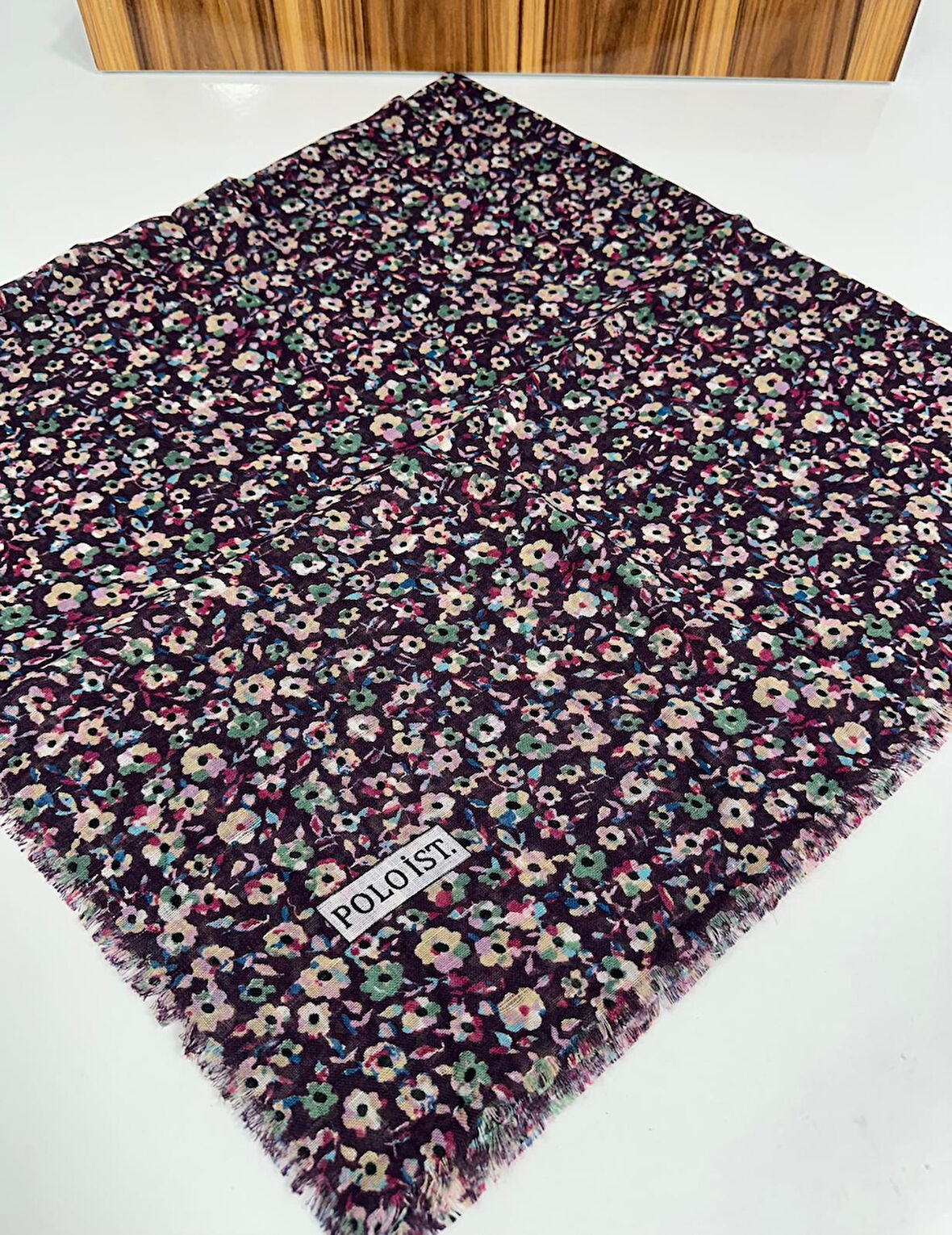 Desenli Flamalı Keten Eşarp- 05653