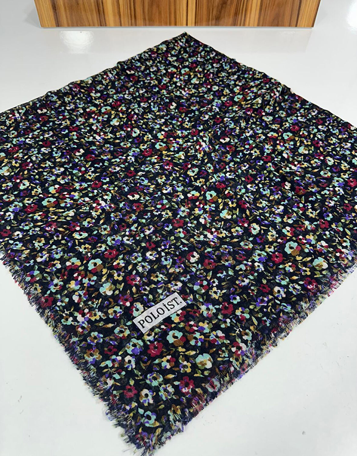 Desenli Flamalı Keten Eşarp- 05653