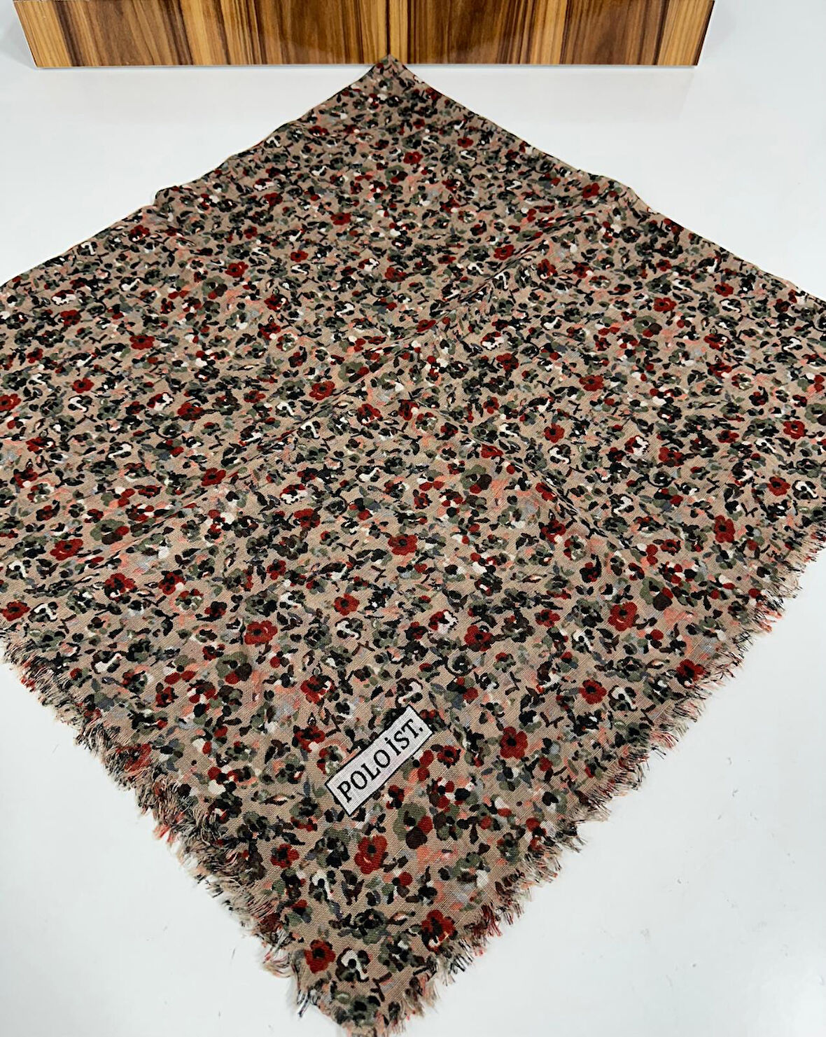 Desenli Flamalı Keten Eşarp- 05653