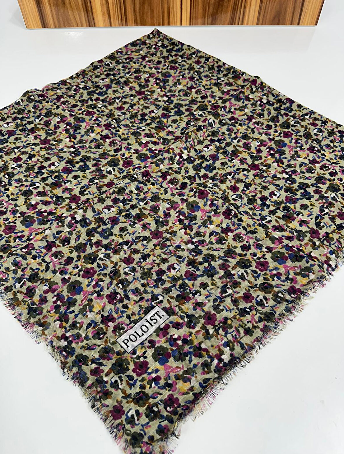 Desenli Flamalı Keten Eşarp- 05653