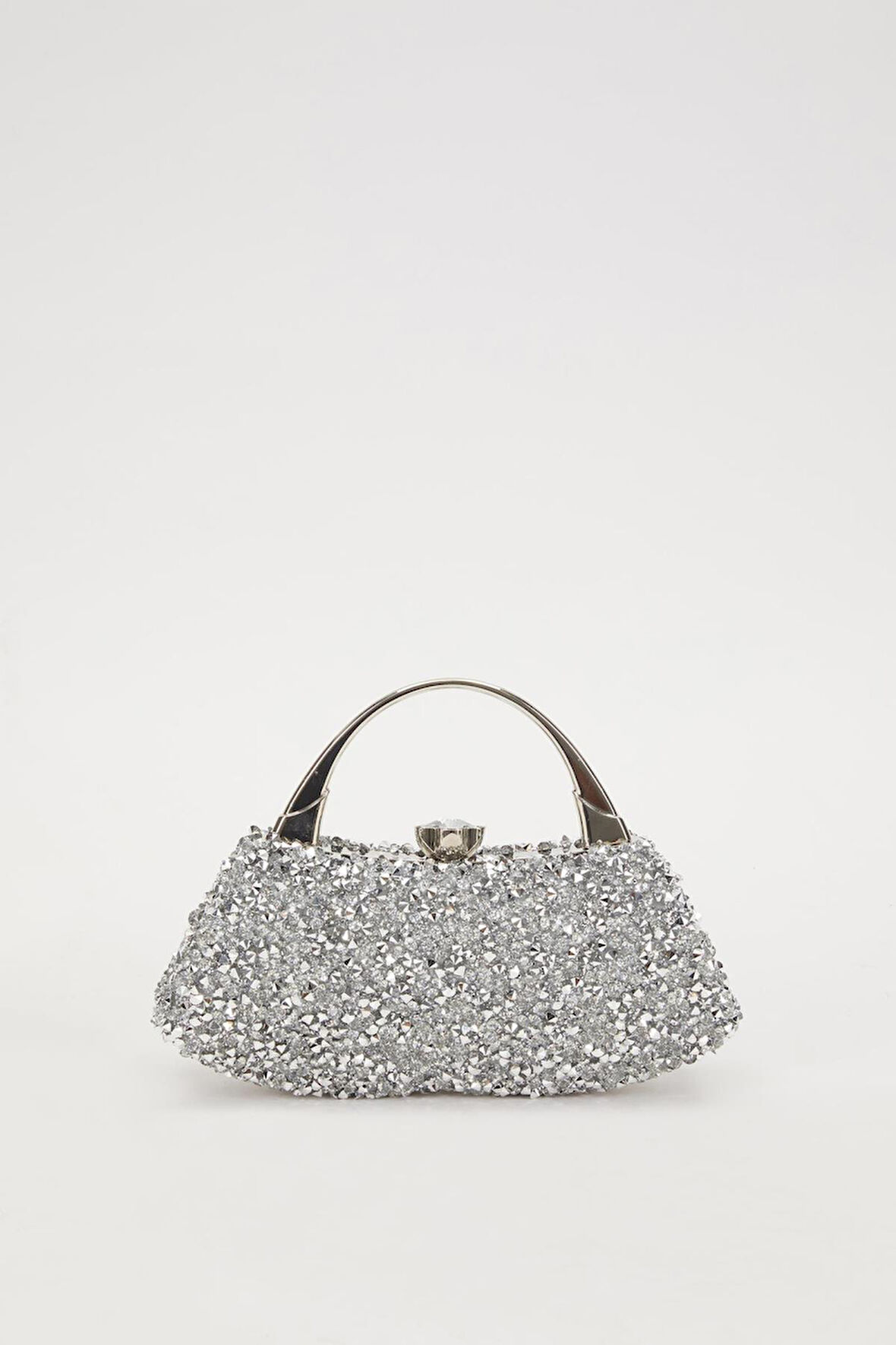 Mini Gümüş Taşlı Abiye El Çantası 930184