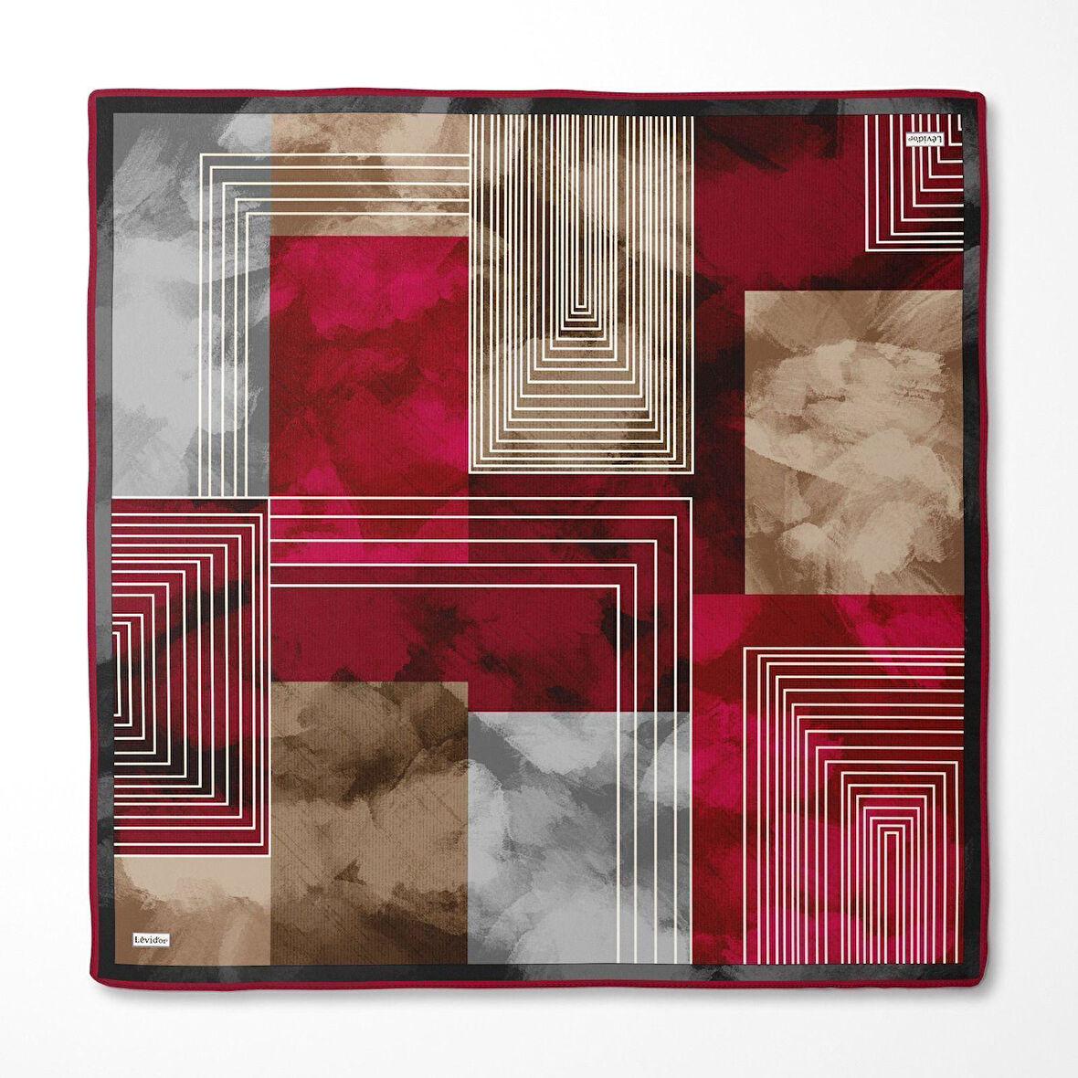 Geometrik Desen Twill İpek Eşarp-0941