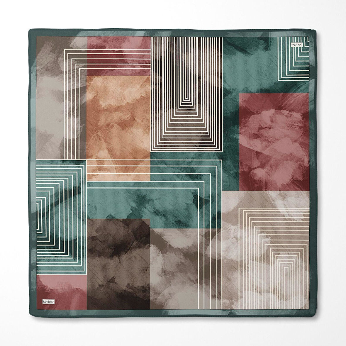 Geometrik Desen Twill İpek Eşarp-0941