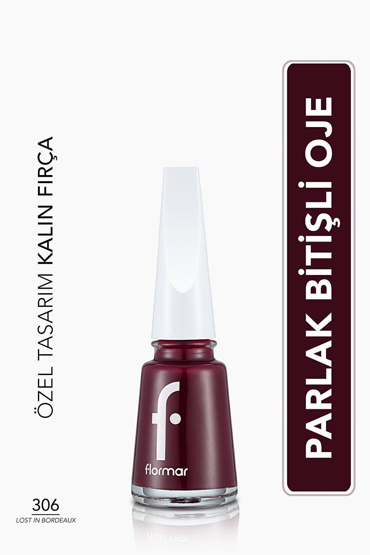 Flormar Klasik Parlak Bitişli Yüksek Pigmentli Oje - Nail Enamel -306 Lost In Bordeaux New- 8682536035842