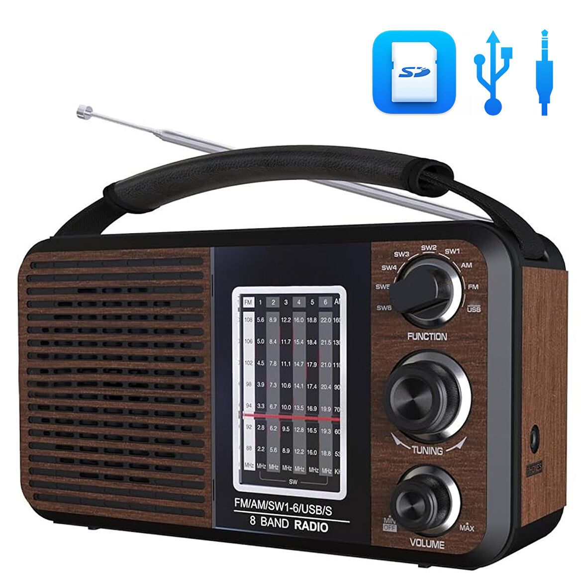 E USR11 PORTATİF RADYO FM-USB-SD/MMC-AUX (88-108 FM FREKANS ARALIĞI)