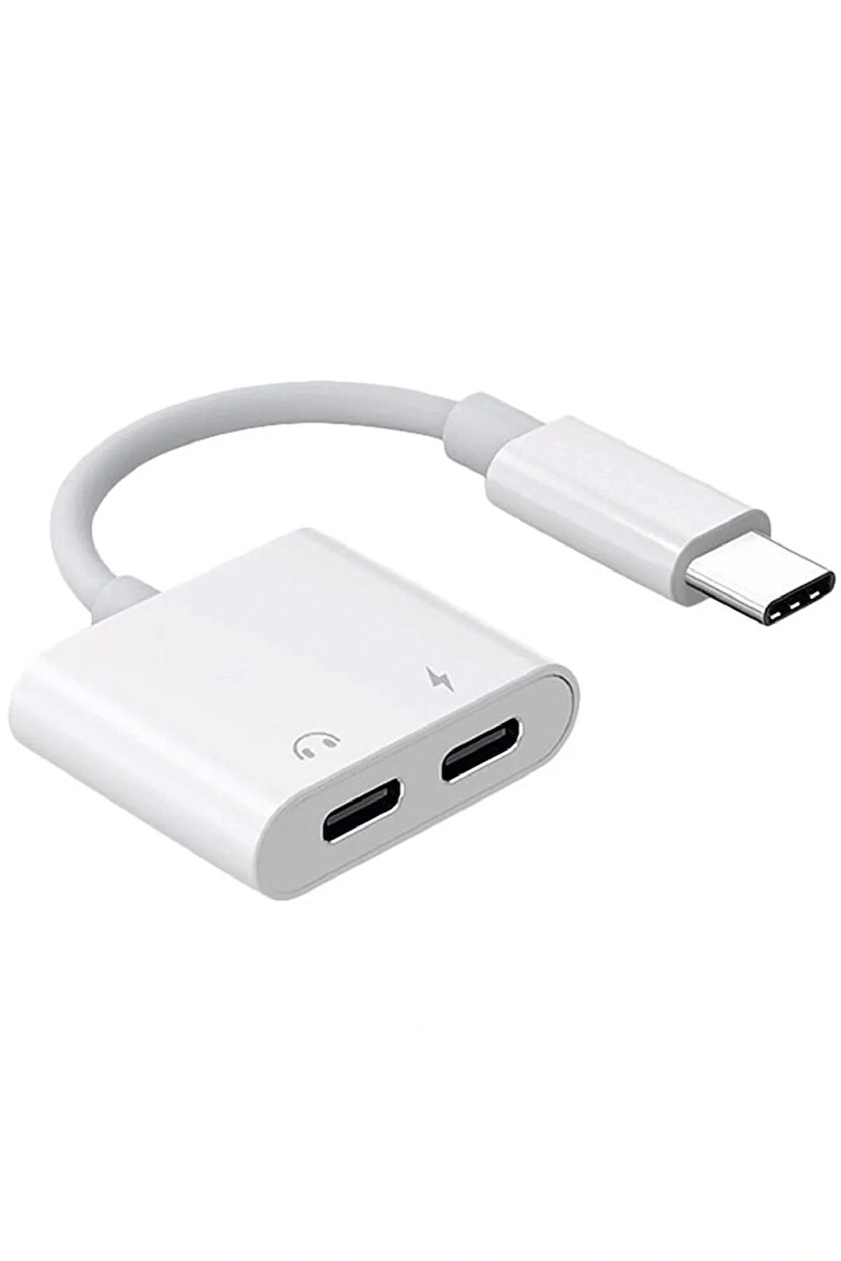 Type C To Type C Kulaklık Hızlı Şarj Giriş Çevirici Çoklayıcı Çoğaltıcı Splitter Adaptör