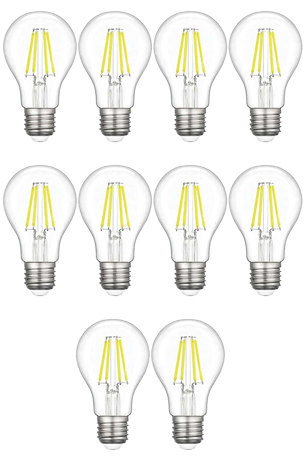 10 Adet LED Ampul 6500K E27 ( Beyaz ) ( A60 )