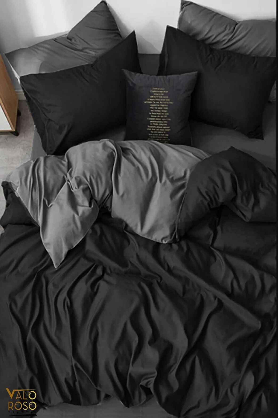 Lodos Home %100 Pamuk Tek Kişilik Nevresim Takımı Siyah-Gri