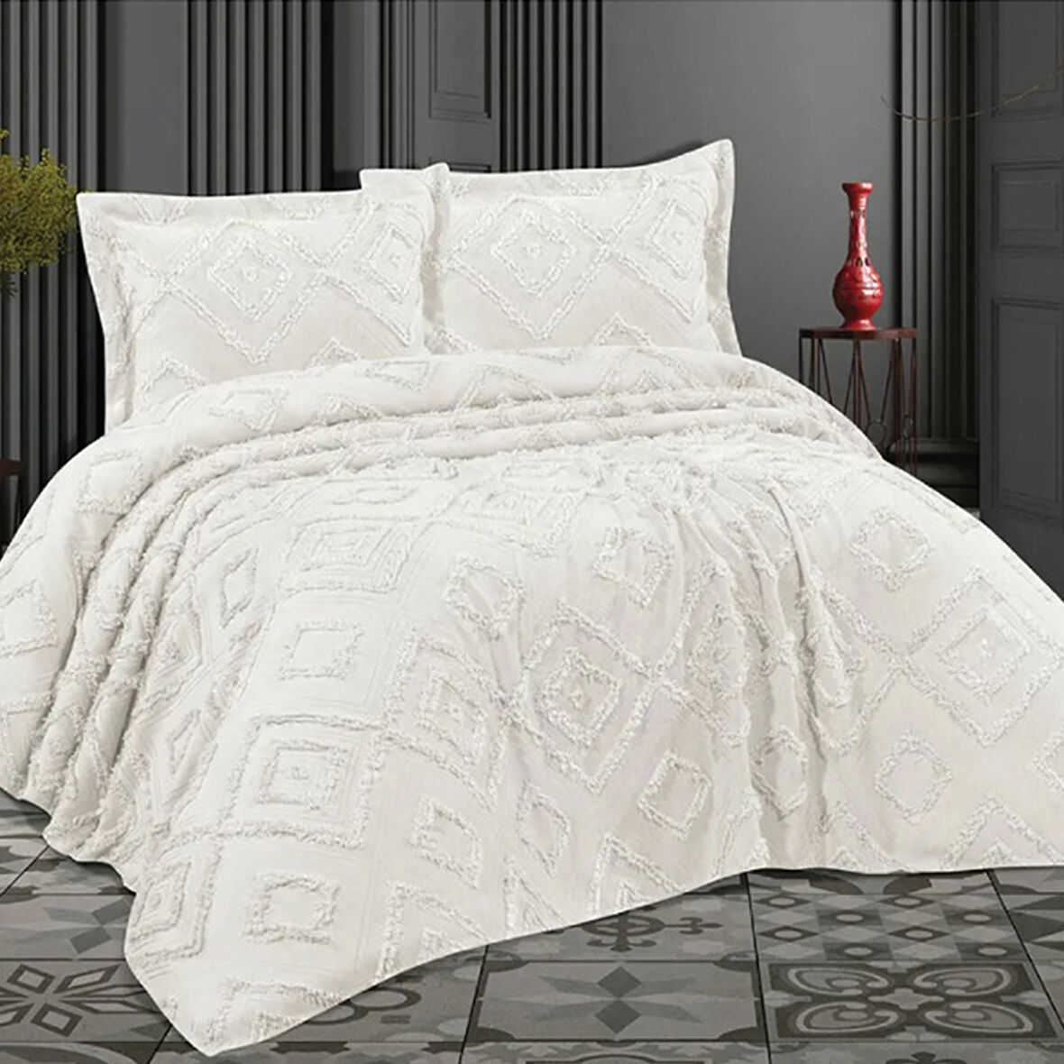 Lodos Home Harem Serisi Şönil Yatak Örtüsü Takımı Çift Kişilik 240x260 cm + 2 Yastık Kılıfı