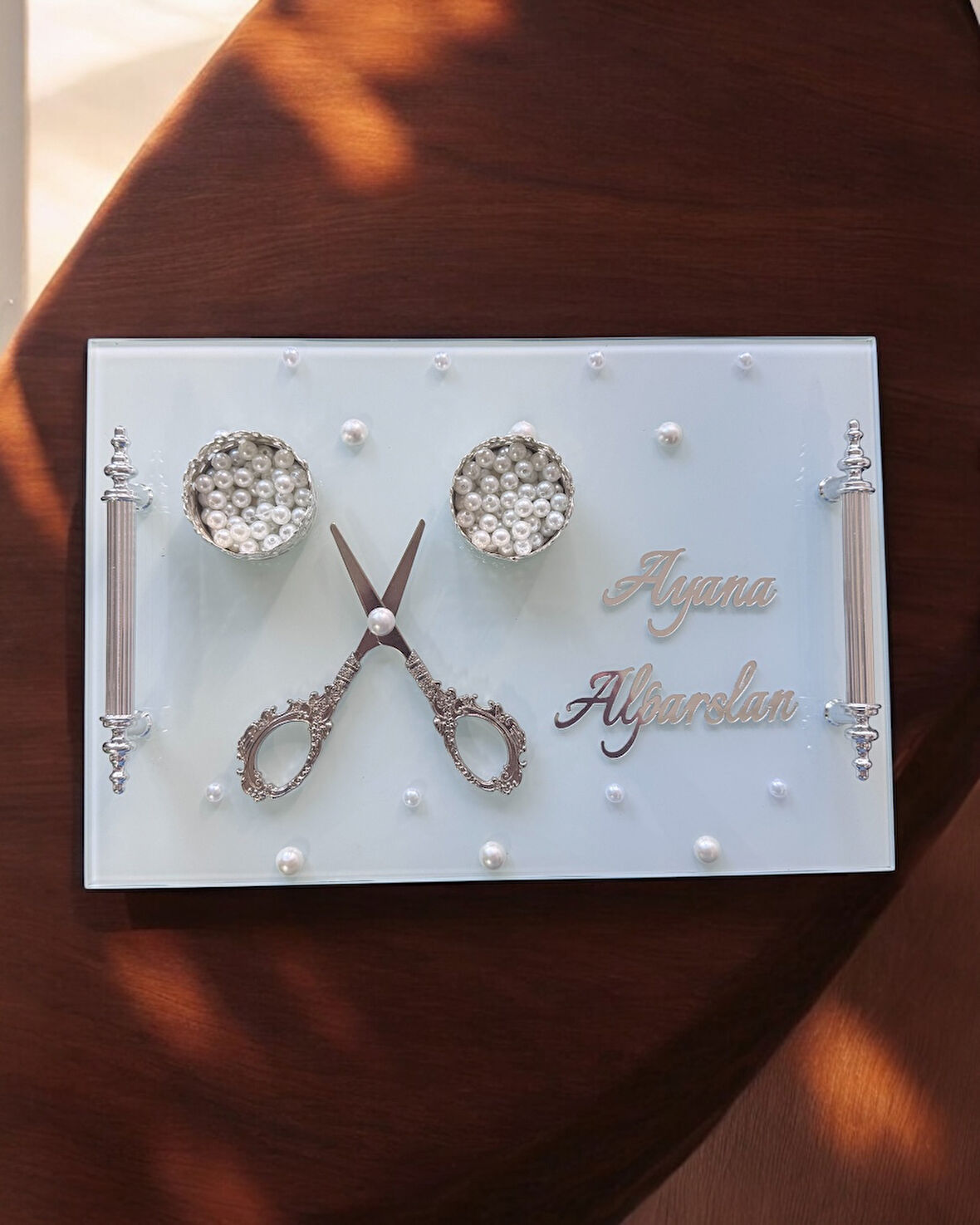 Bonding Gümüş Beyaz Nişan Tepsisi