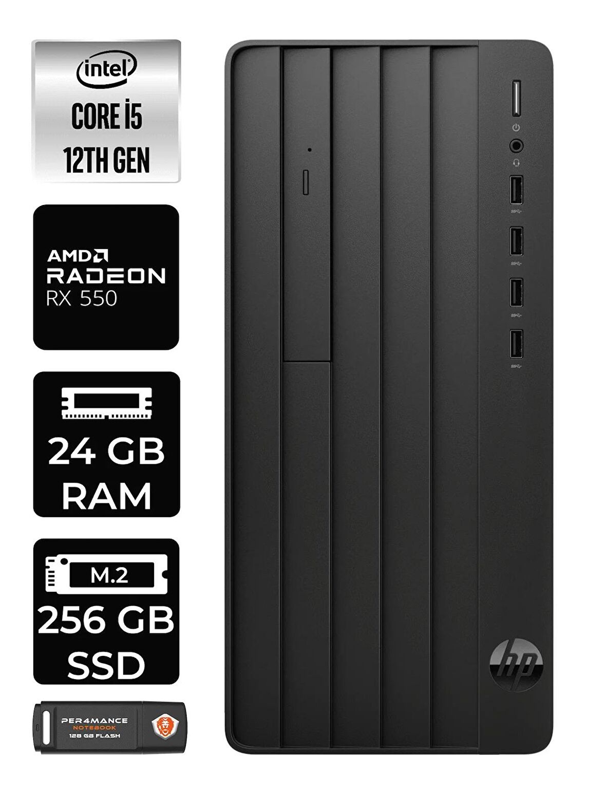 HP PRO TOWER 290 G9 i5 12500 24GB RAM 256GB SSD RX550/4GB FDOS 6D3A5EA MASAÜSTÜ PC & PER4 BELLEK