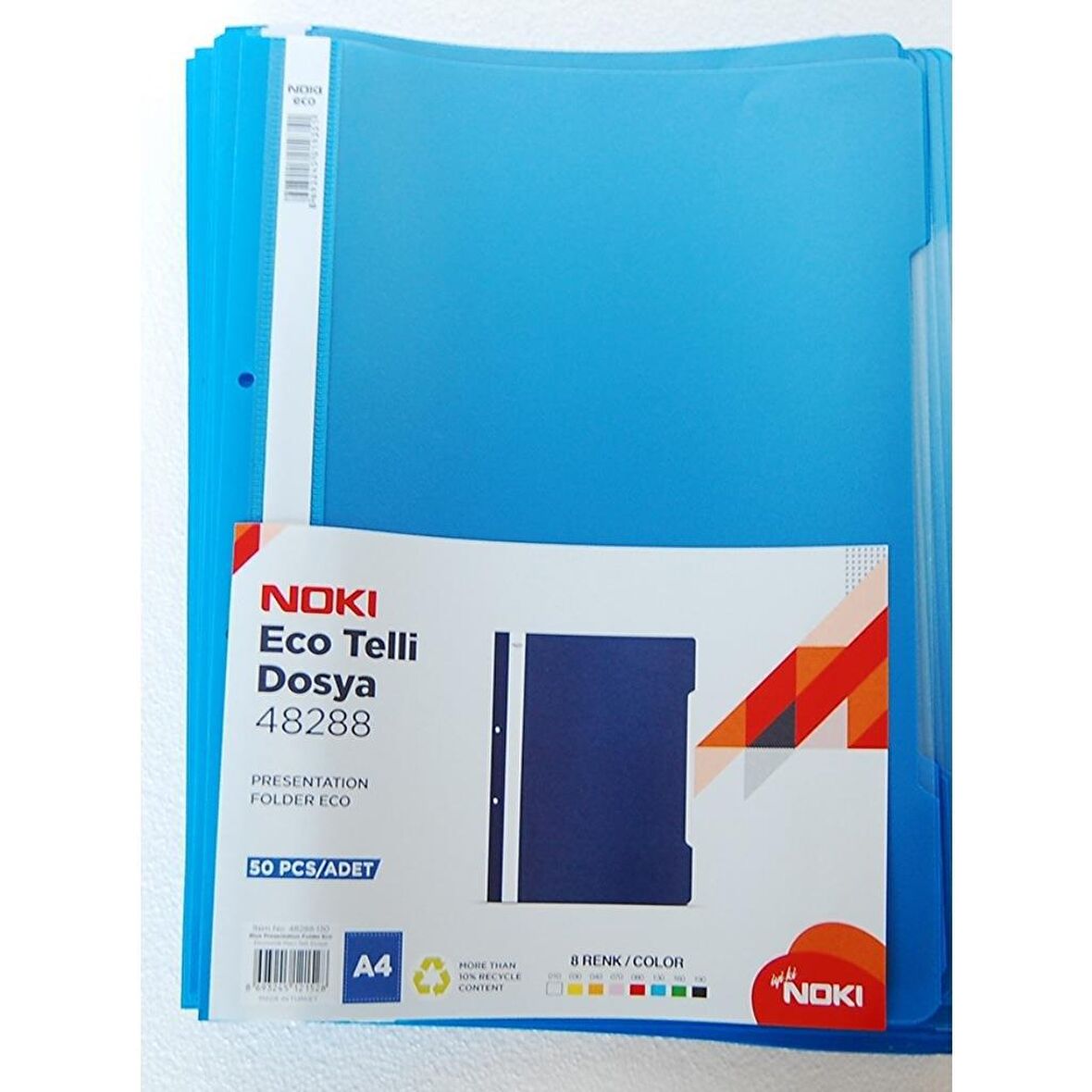 Noki Telli A4 Plastik Dosya Mavi 50 Li 2 Paket = (100)