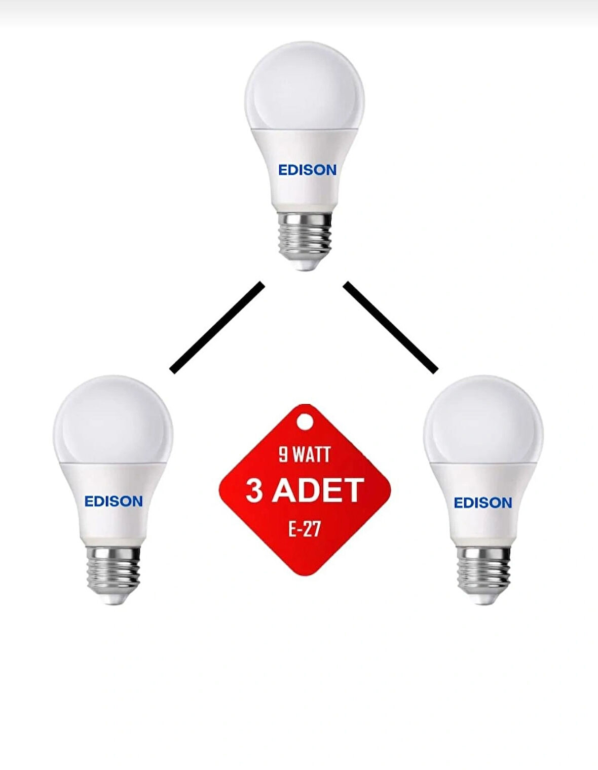 Led Ampul Beyaz Renk 9 Watt Tasarruflu 3lü Paket