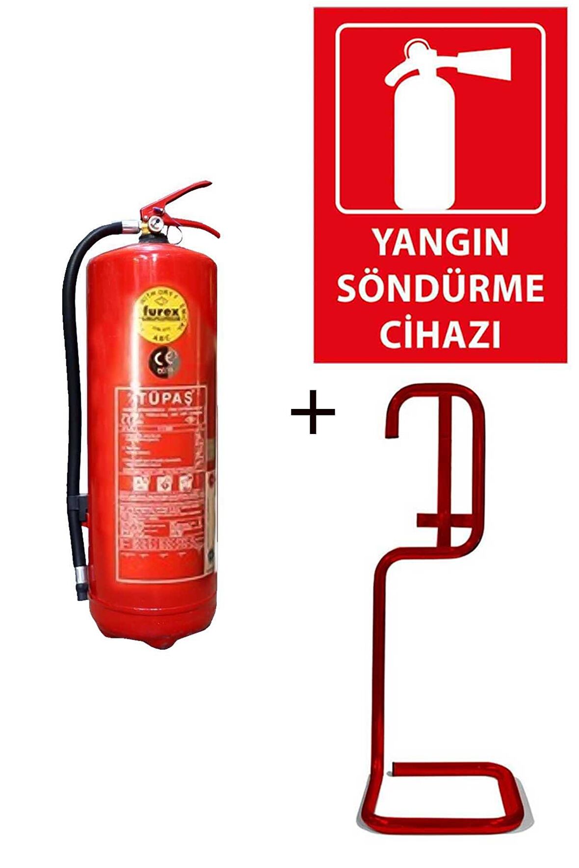 6KG TÜPAŞ YANGIN TÜPÜ, YANGIN TÜPÜ LEVHASI VE KARE SEHPA 3LÜ SET